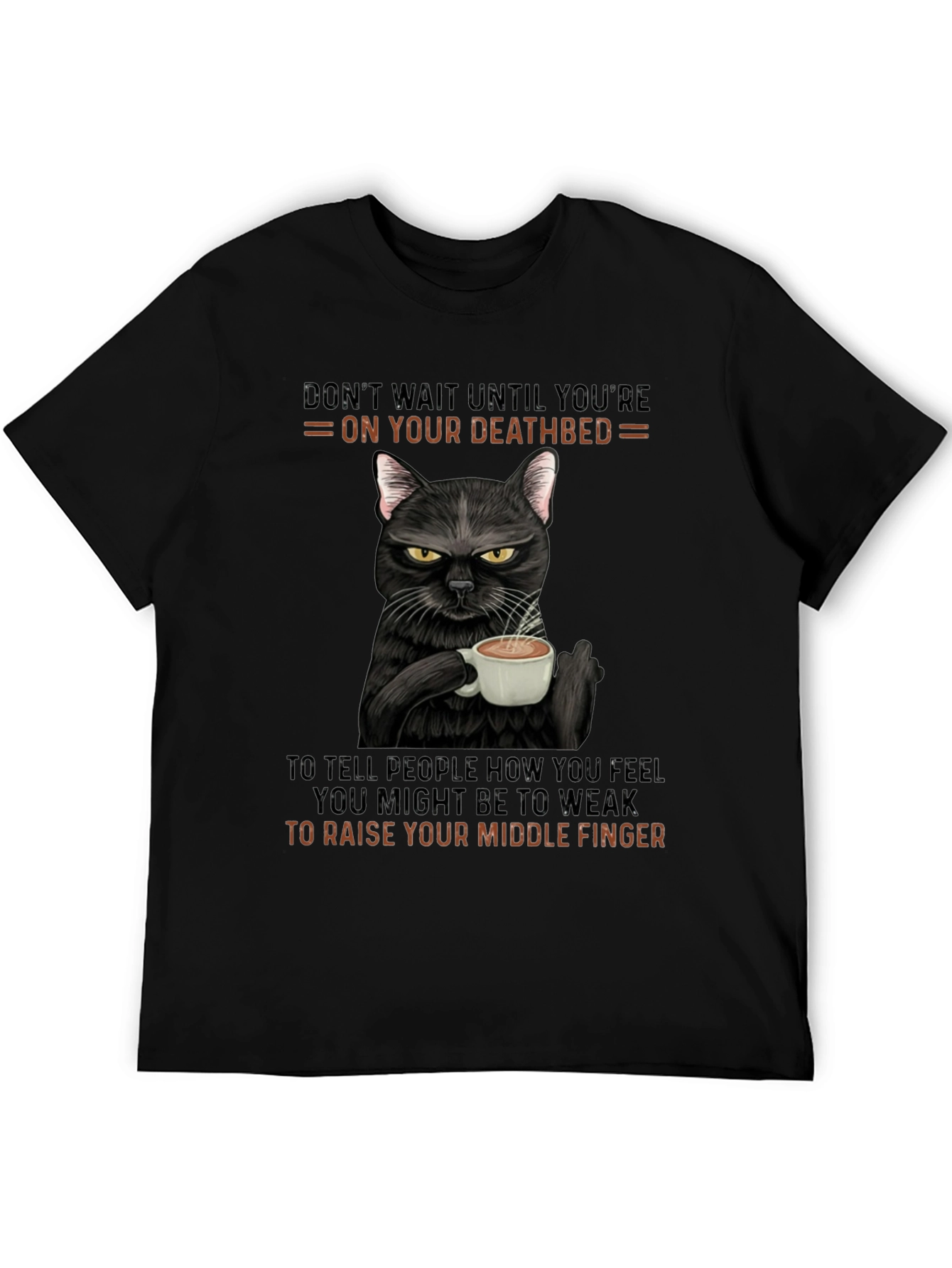 Black Sarcastic Cat Middle Finger T-Shirt view 5