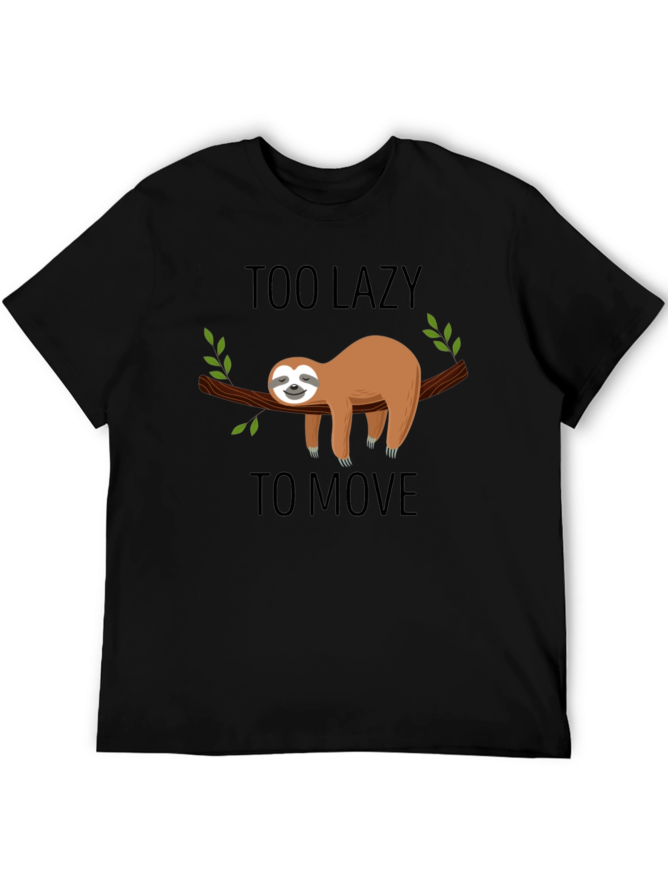 Black Lazy Sloth Graphic T-Shirt - Men's Black Tee view 5