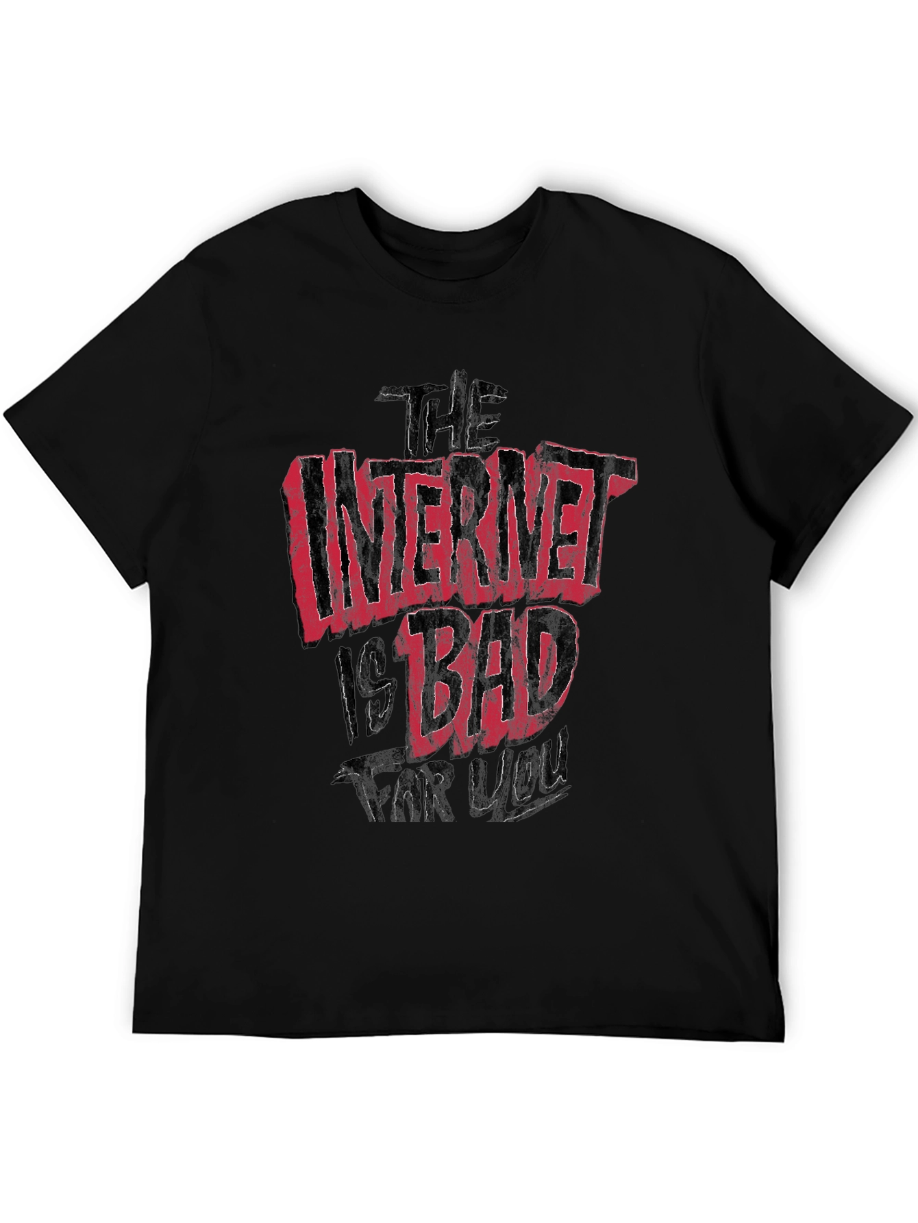 Black The Internet Is Bad For You Graphic T-Shirt view 5
