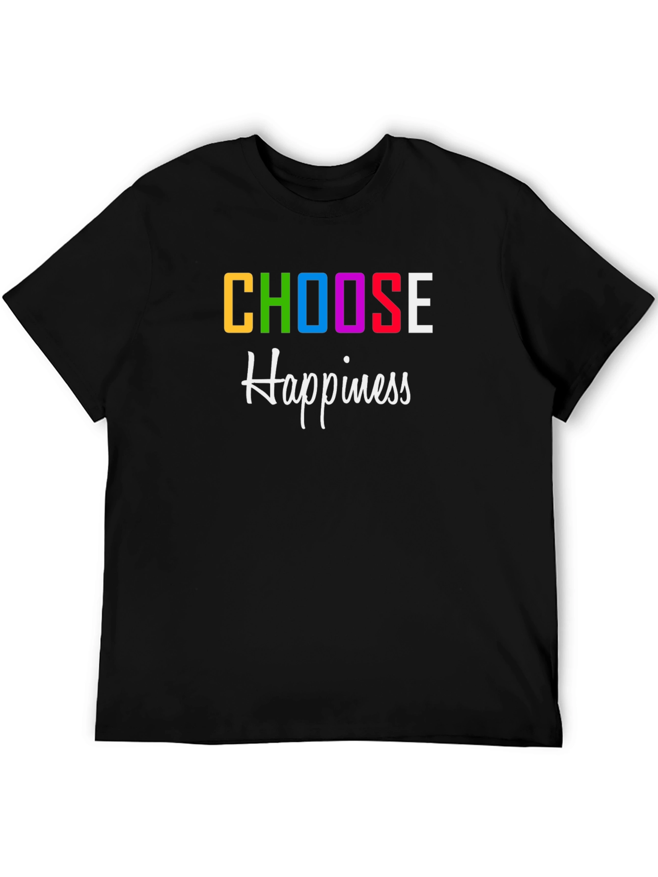 Black Choose Happiness Graphic Print T-Shirt view 5