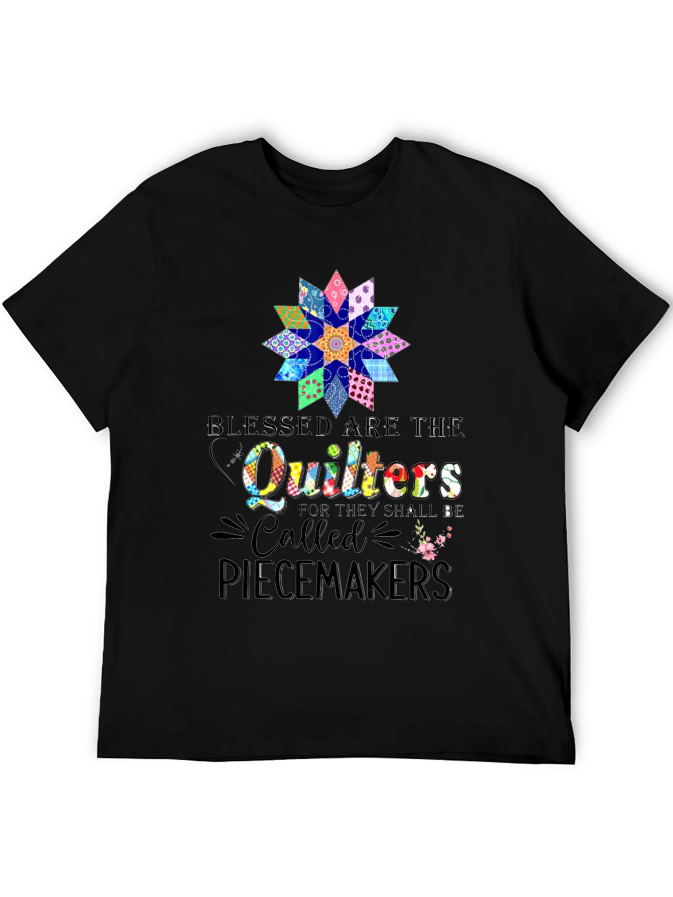 Black Quilters Piecemakers Black Graphic T-Shirt view 5