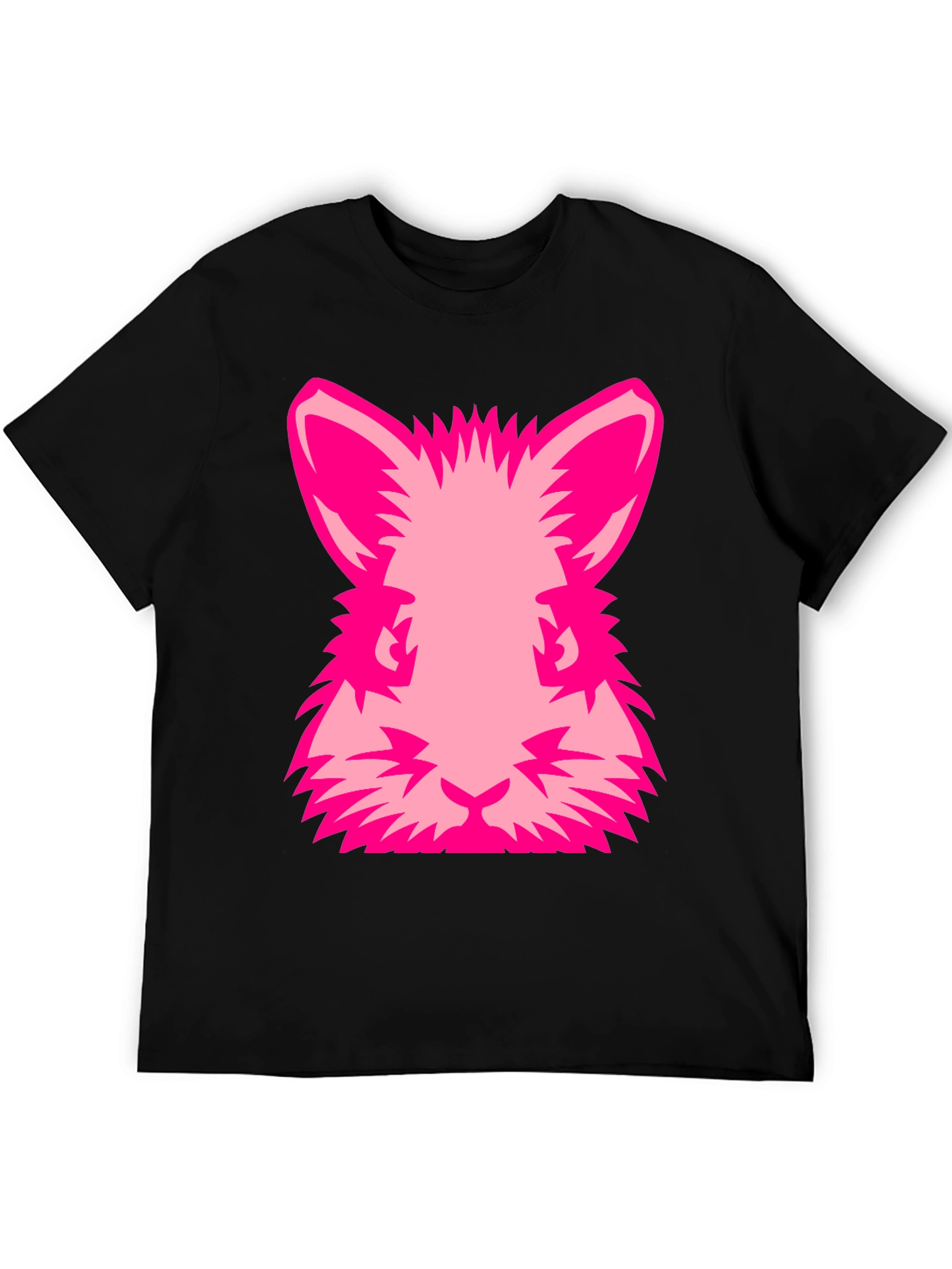 Black Pink Rabbit Graphic Tee - Black Cotton Blend Shirt view 5