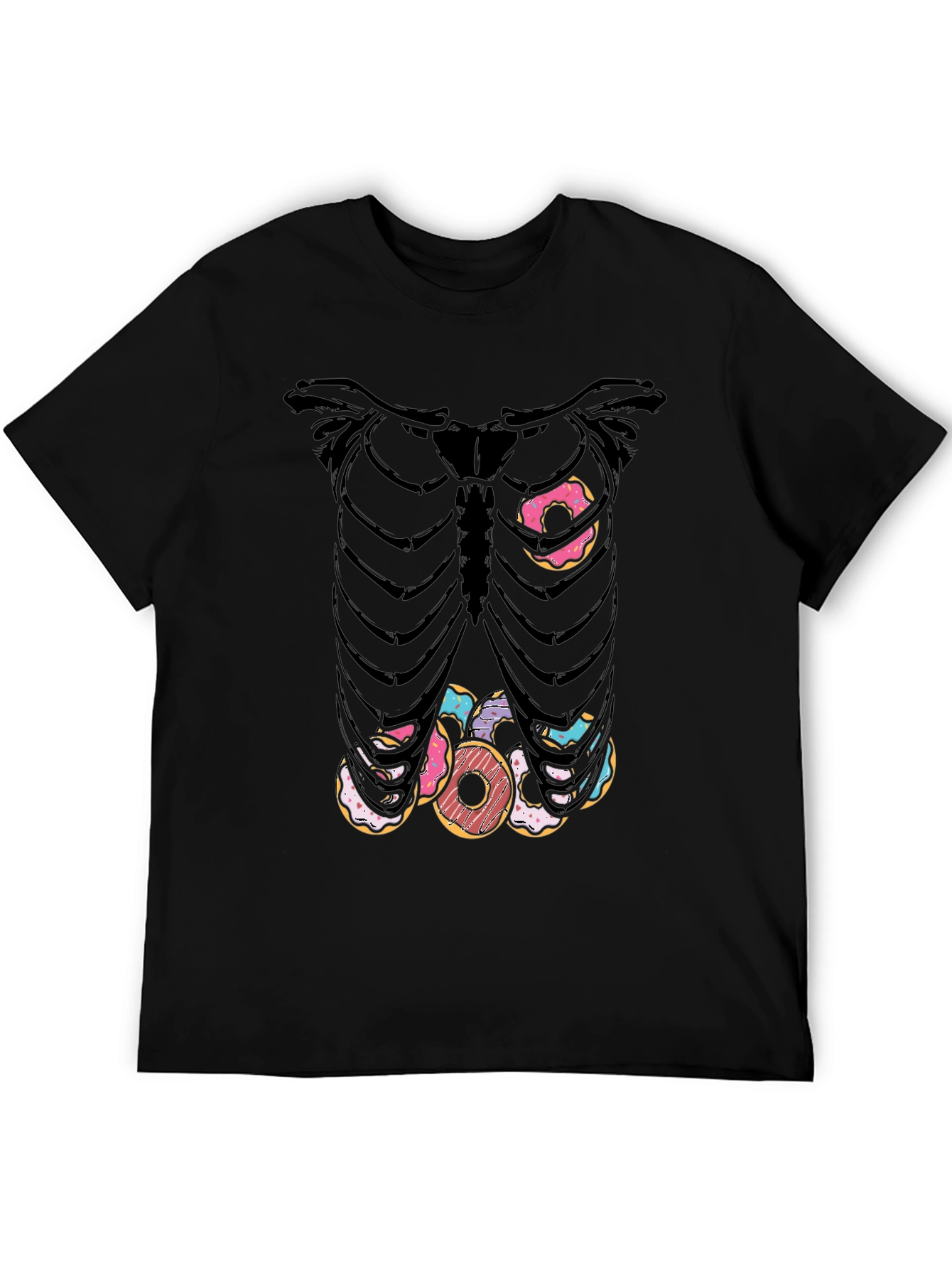 Black Donut Skeleton T-Shirt - Funny Halloween Tee view 5