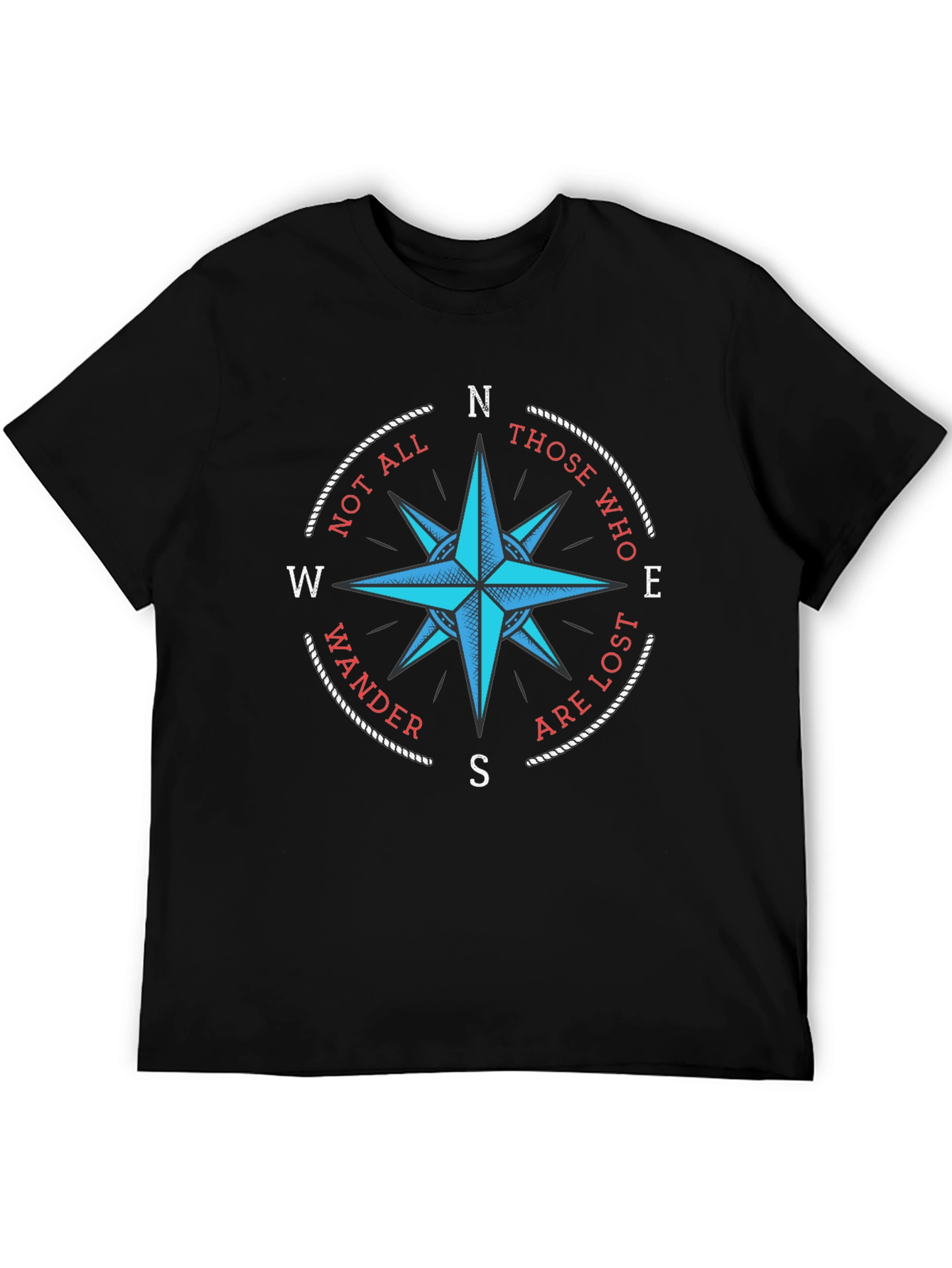 Black Wanderlust Compass Graphic Tee - Black Cotton T-Shirt view 5