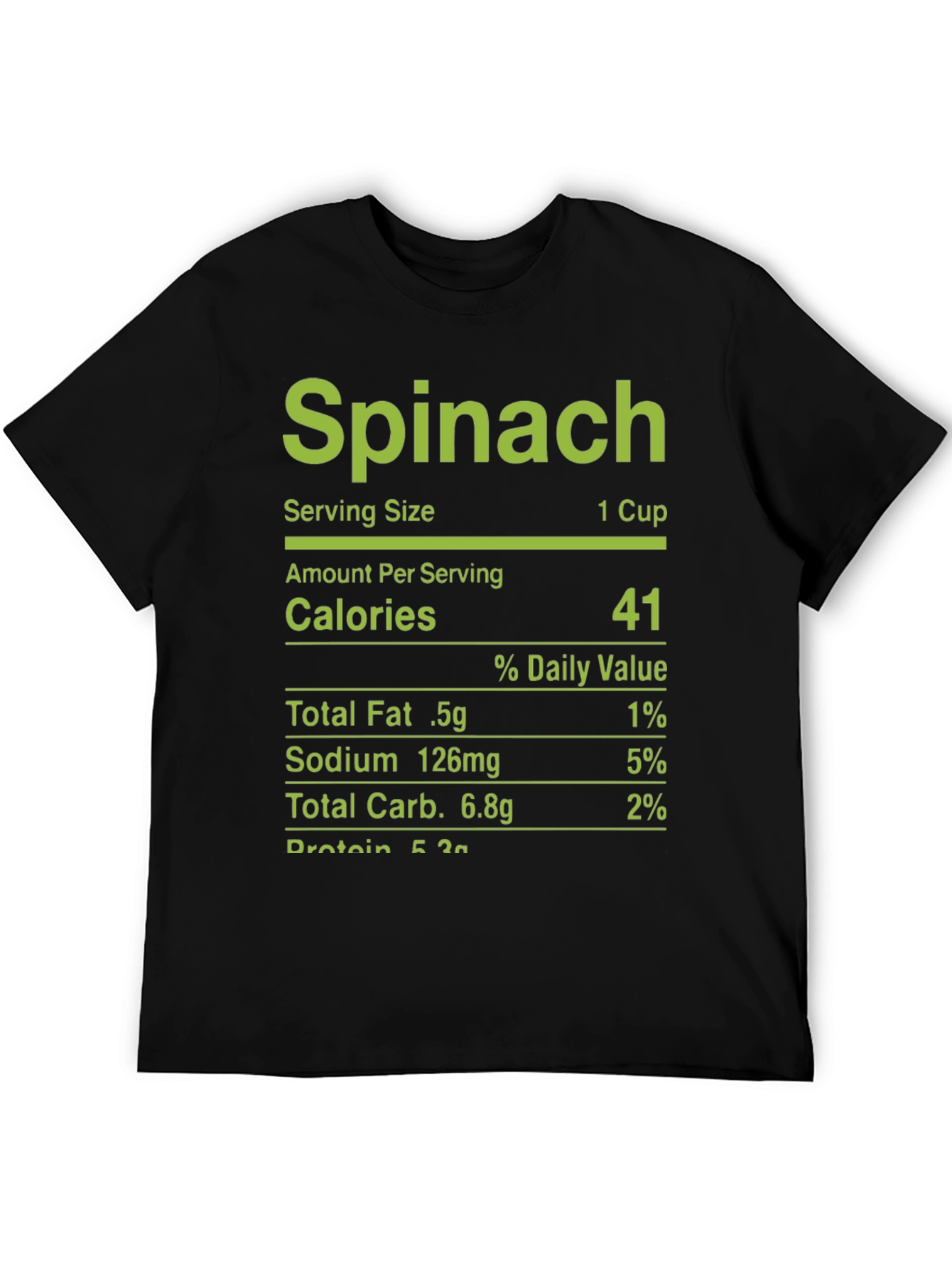 Black Spinach Nutrition Facts T-Shirt - Novelty Tee view 5