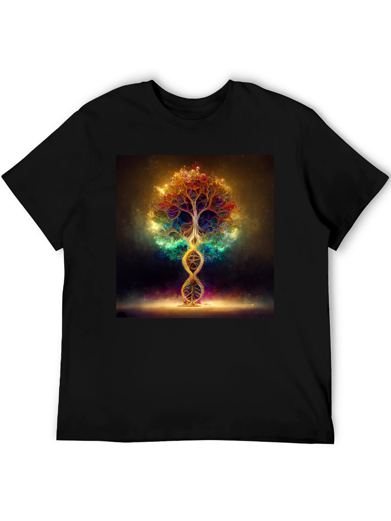 Black Cosmic Tree DNA T-Shirt - Vibrant Design view 5