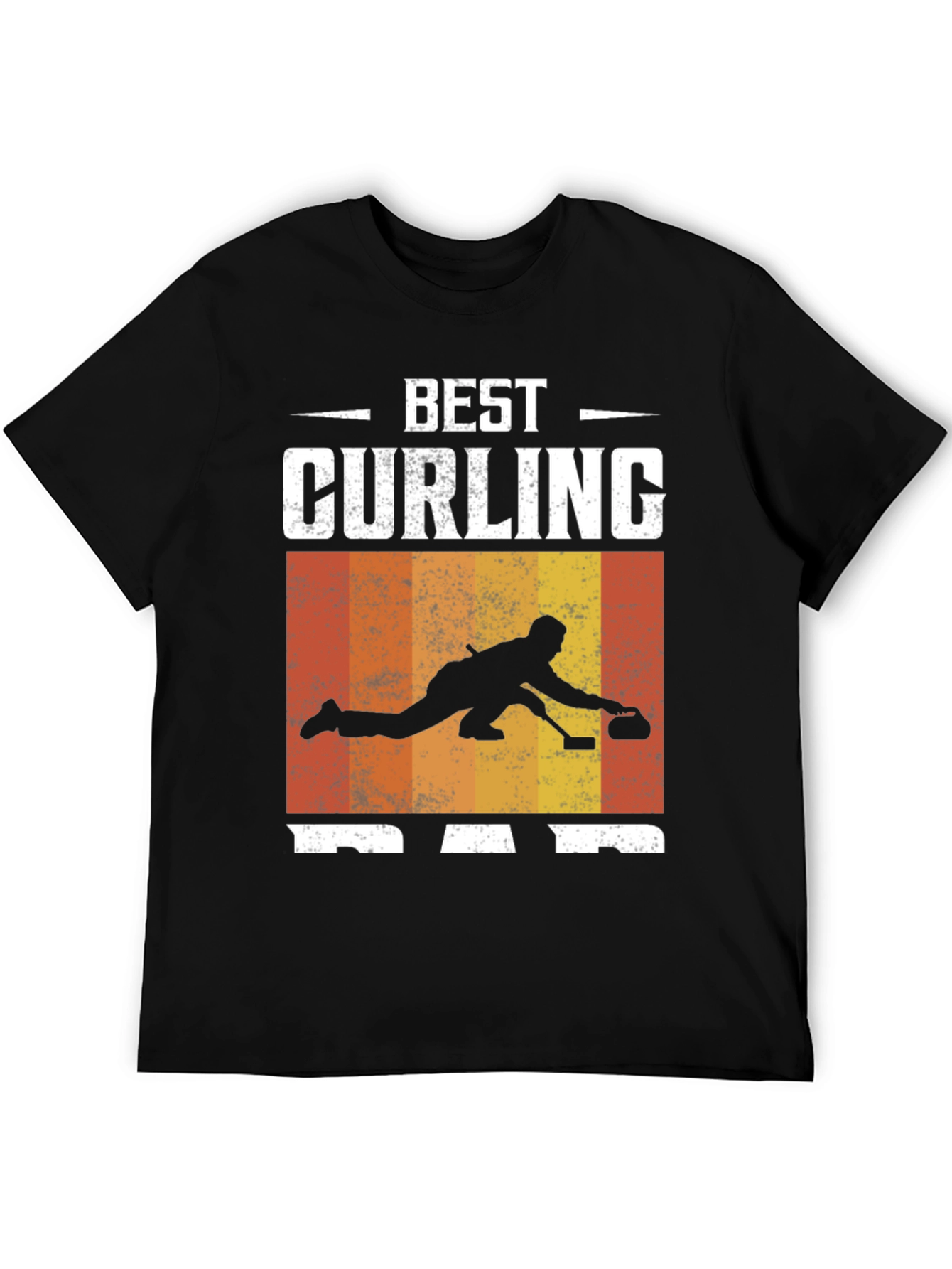 Black Best Curling Dad T-Shirt Black Graphic Tee view 5