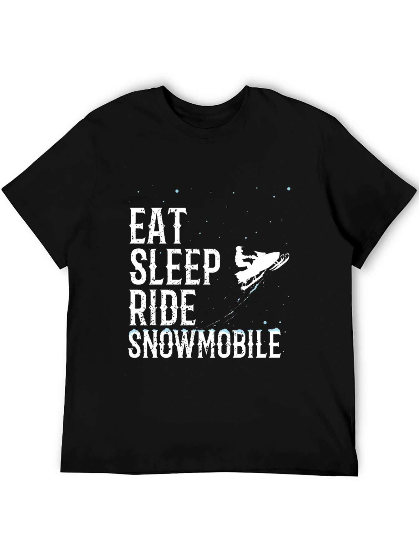 Black Eat Sleep Ride Snowmobile Black Graphic Tee view 5