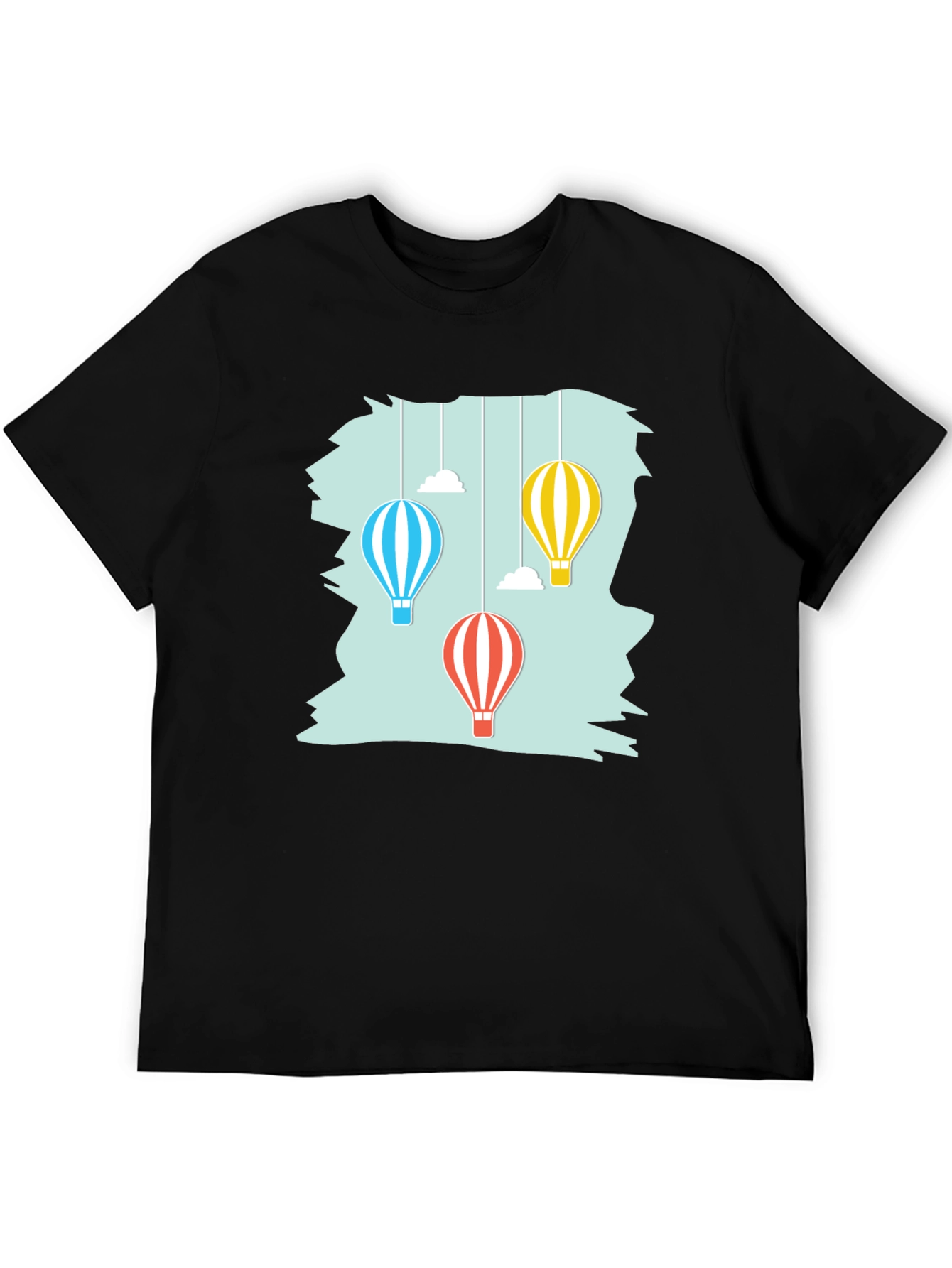 Black Hot Air Balloon Graphic Tee - Soft Cotton Casual Shirt view 5