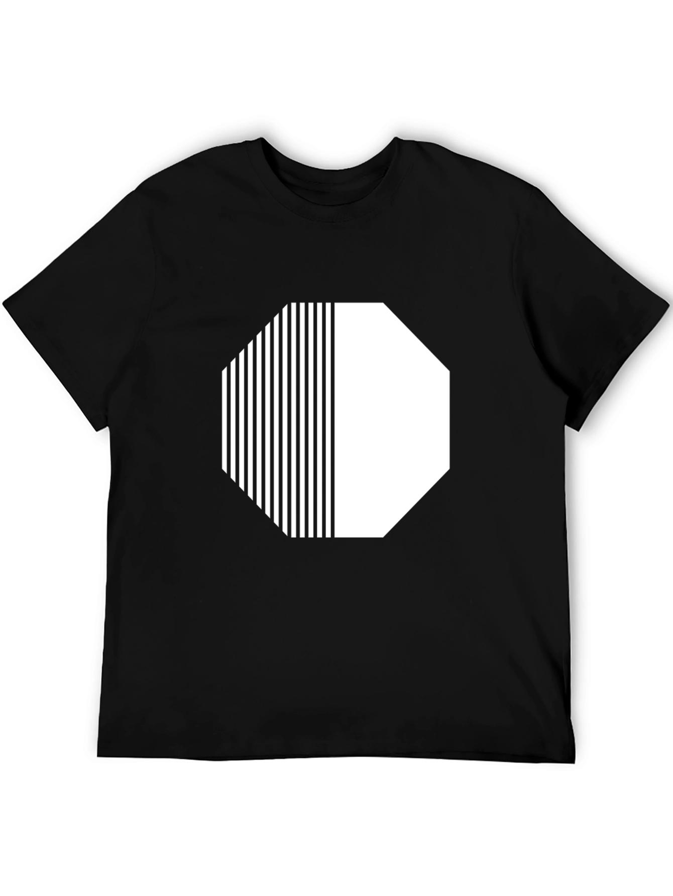 Black Abstract Graphic Tee - Octagon Design - Black view 5
