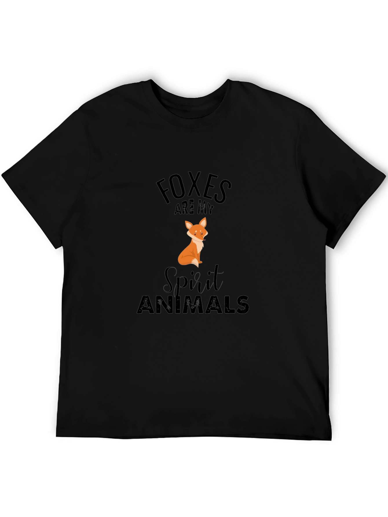 Black Foxes Are My Spirit Animals Black T-Shirt view 5