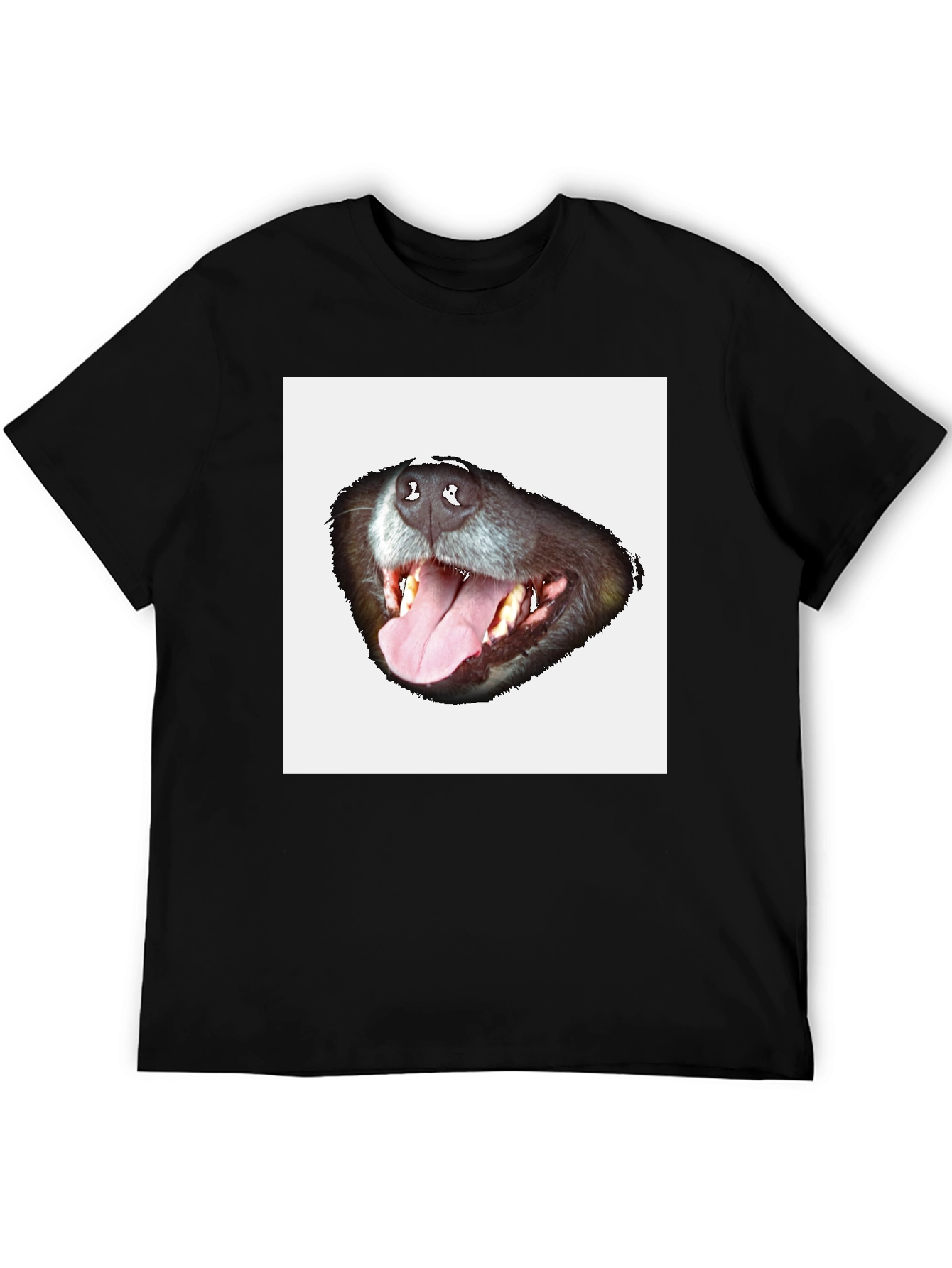 Black Funny Dog Face Graphic Black T-Shirt view 5