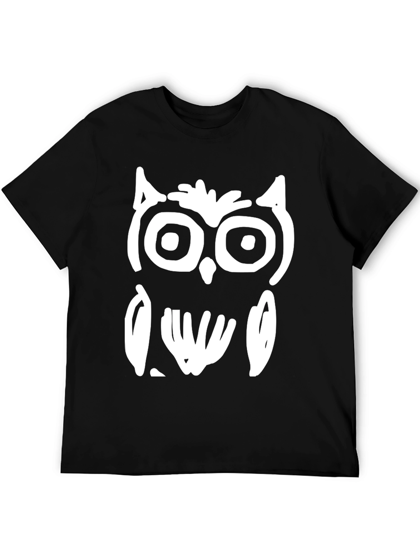 Black Abstract Owl Graphic Black T-Shirt view 5