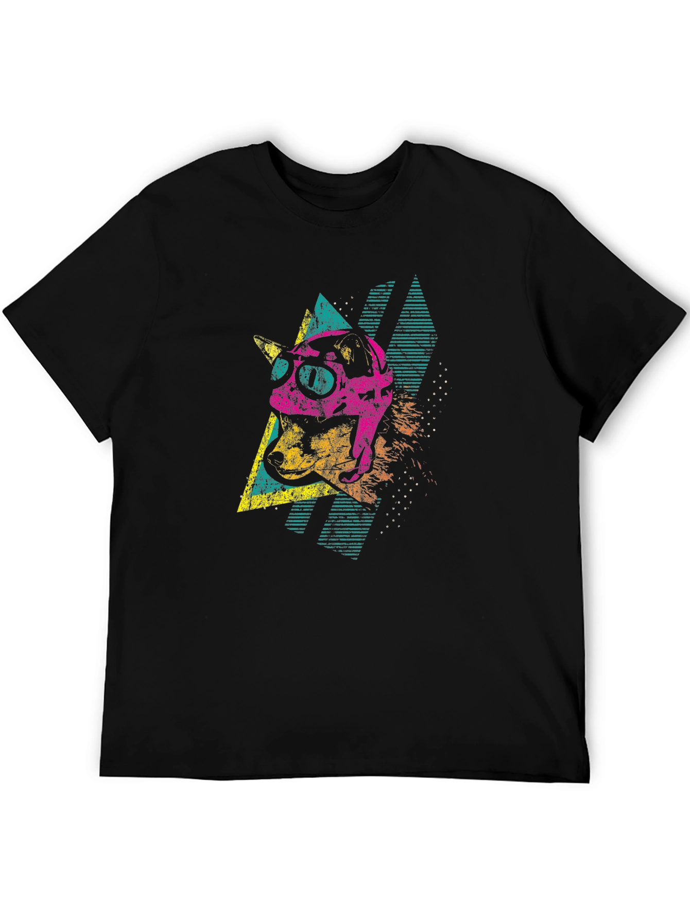 Black Retro Dog Tee - 80's Style Graphic T-Shirt view 5