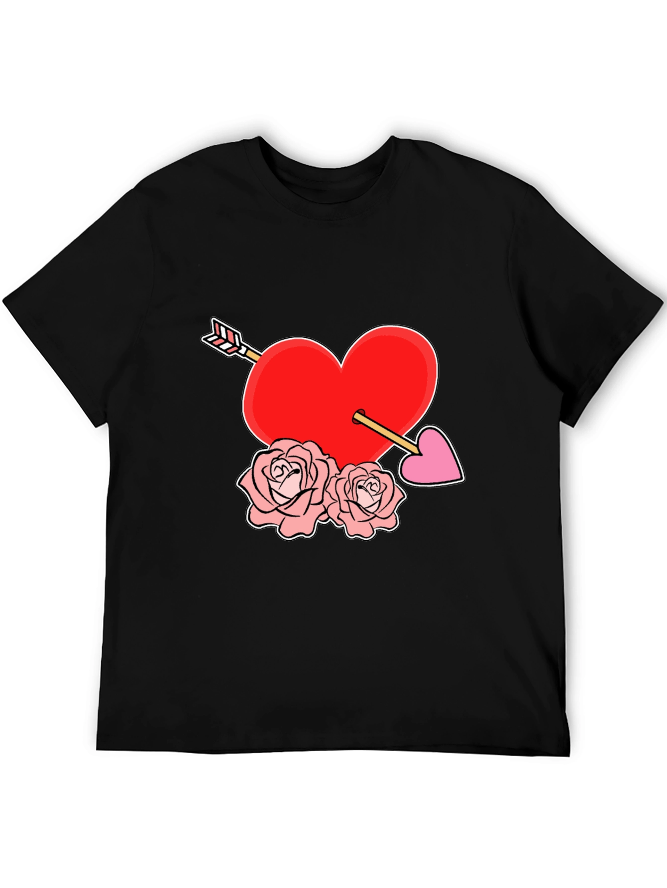 Black Heart Arrow Roses Graphic Tee view 5