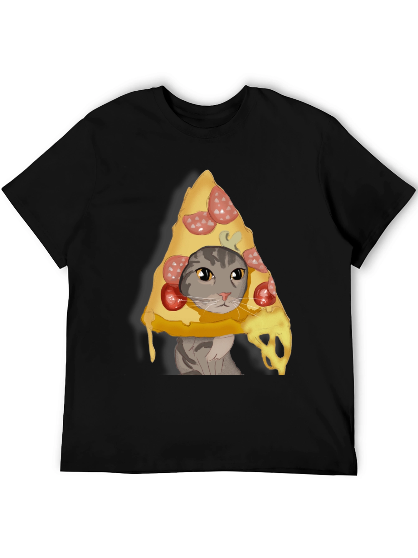 Black Pizza Cat Graphic T-Shirt - Funny & Unique view 5