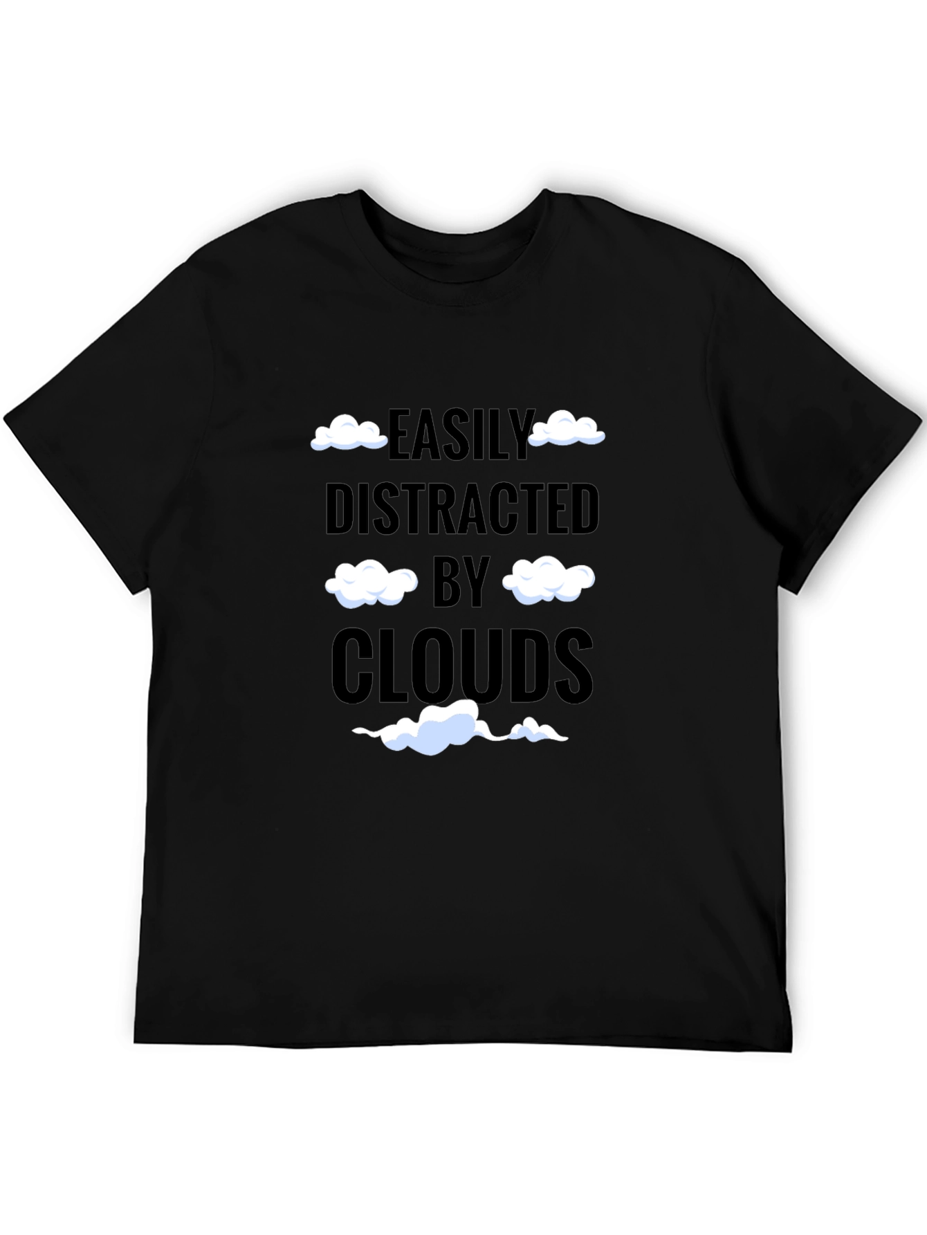 Black Easily Distracted by Clouds T-Shirt Funny Cloud Lover Tee view 5
