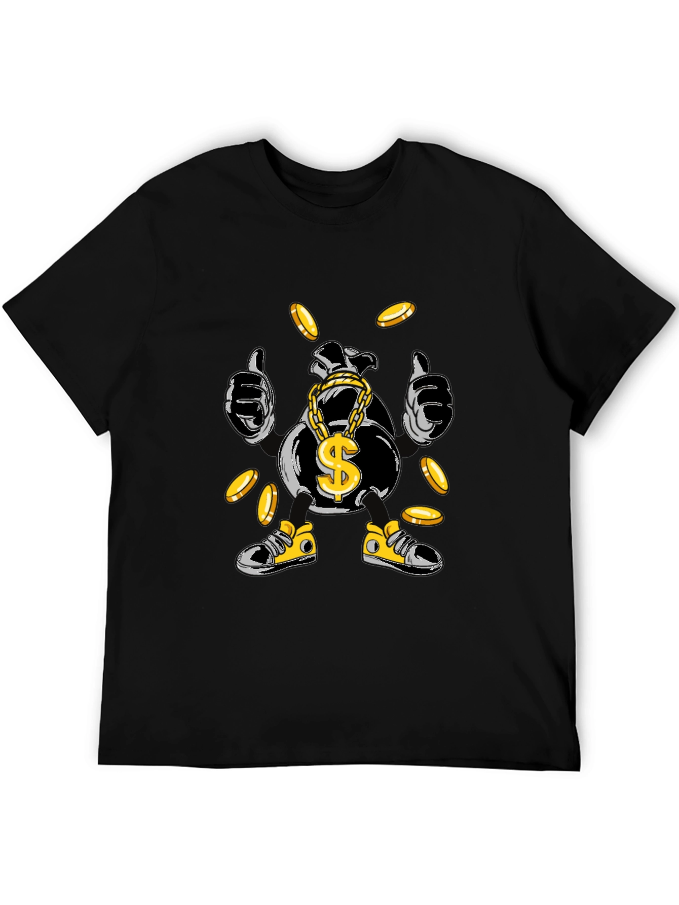 Black Money Bag Cartoon Graphic Tee - Black view 5