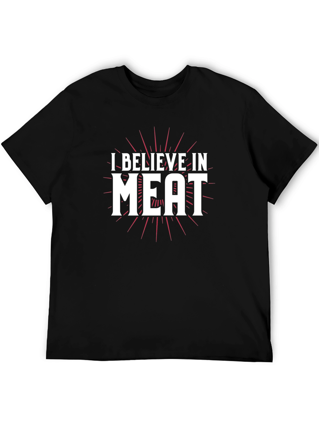 Black I Believe In Meat Graphic Black T-Shirt view 5