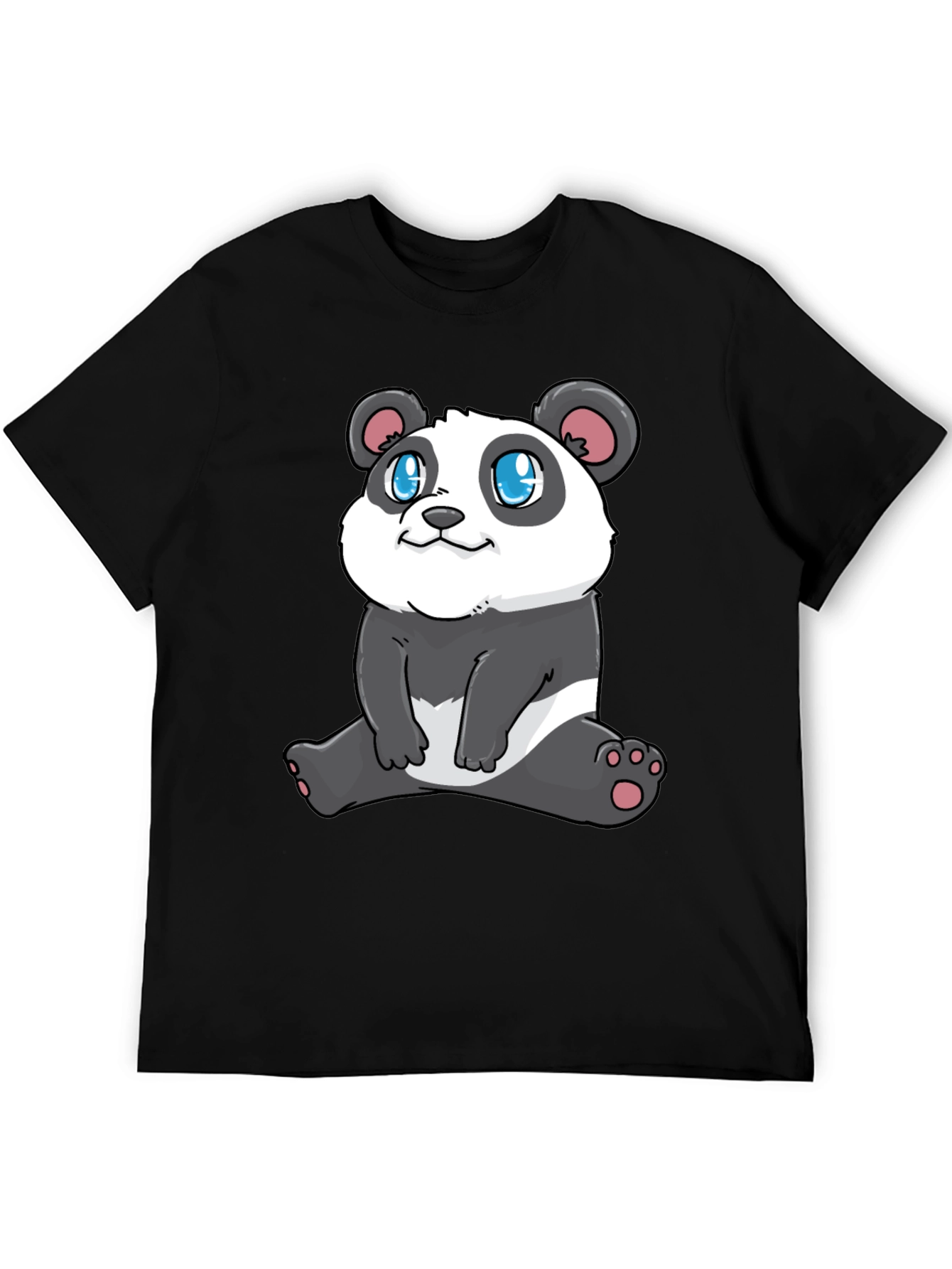 Black Cute Panda Graphic Tee - Stylish Black T-Shirt view 5