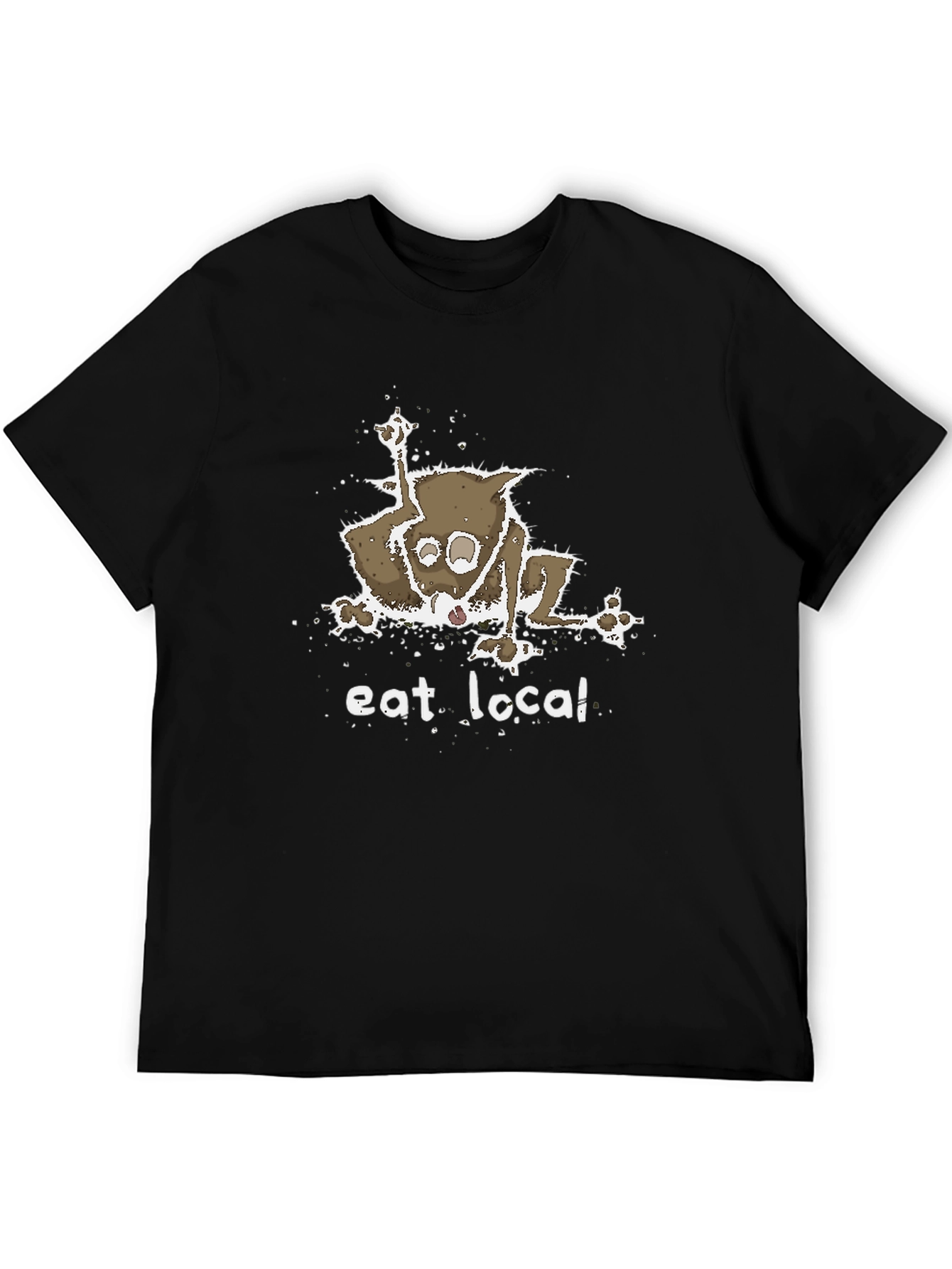 Black Eat Local T-Shirt - Funny Opossum Design view 5