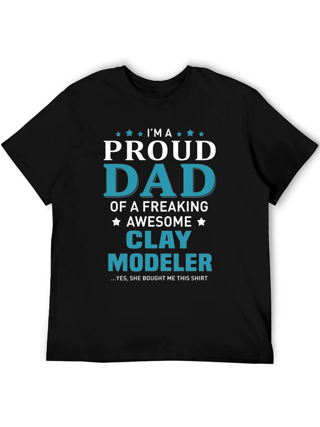 Black Proud Dad Clay Modeler Graphic Tee view 5