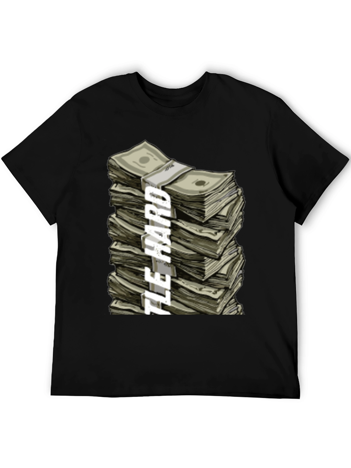 Black Hustle Hard Stacked Money Graphic Tee view 5