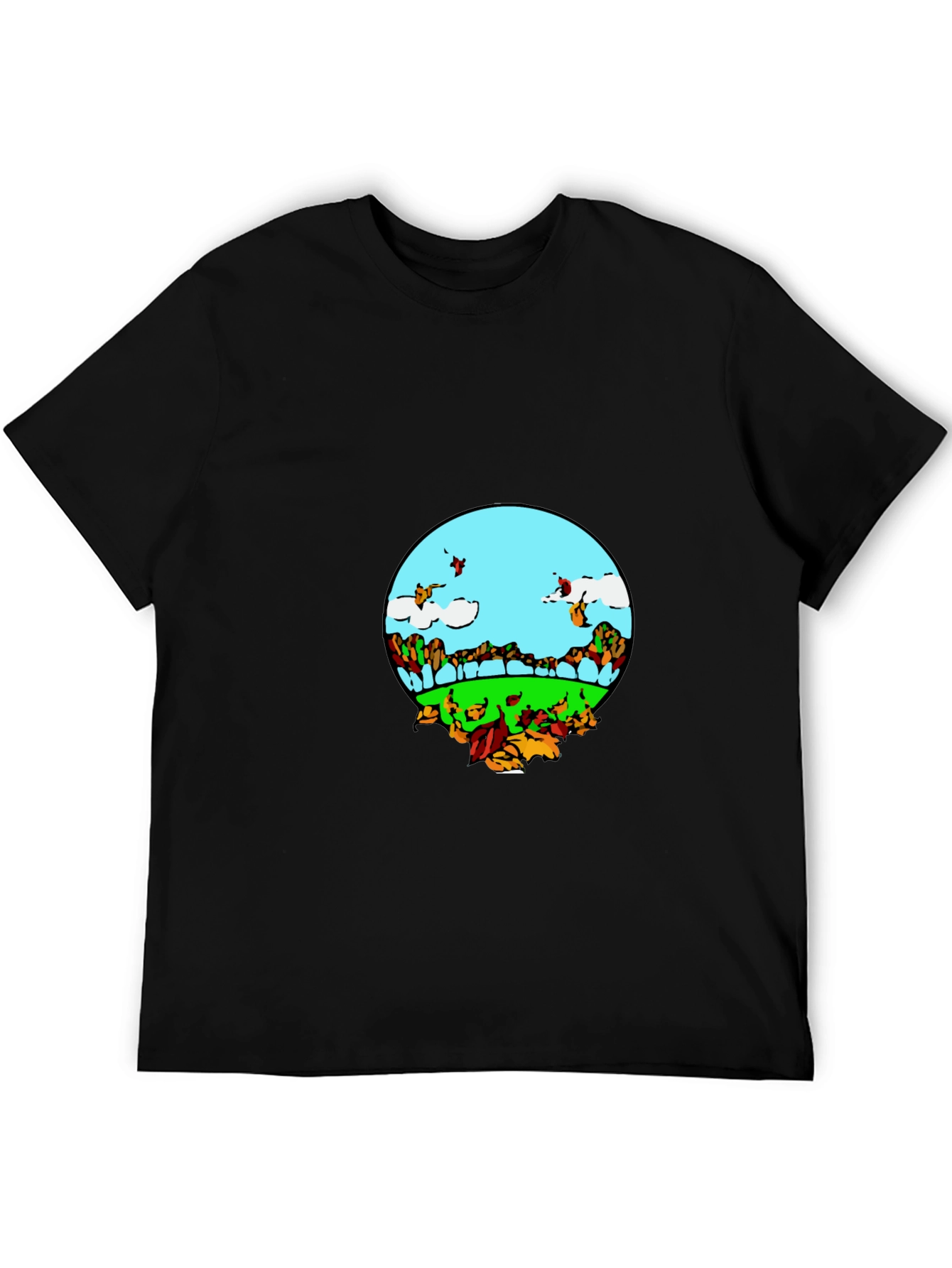 Black Nature Scene Graphic Tee - Black Casual T-Shirt view 5