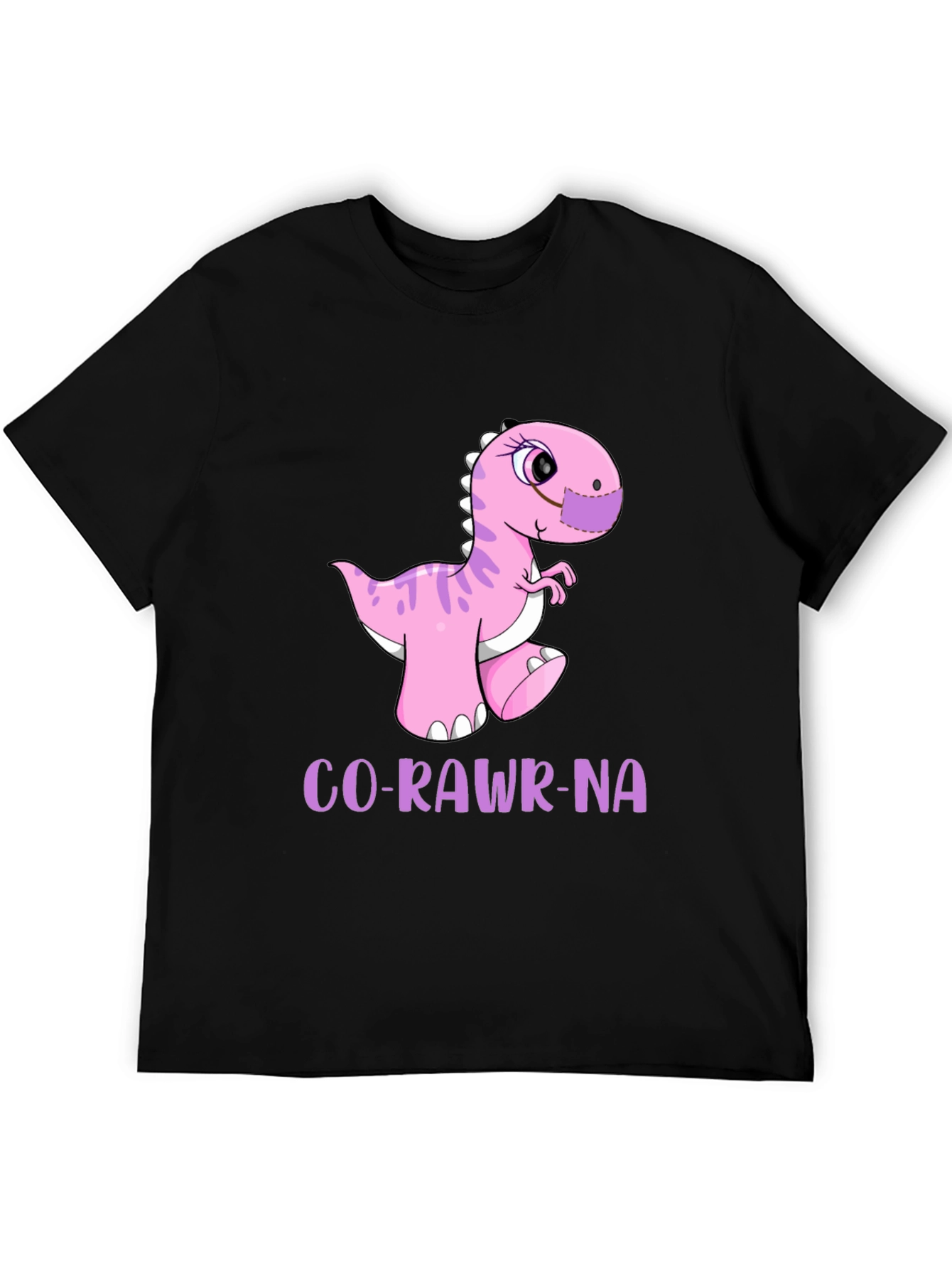 Black Funny Dinosaur Co-Rawr-Na T-Shirt view 5