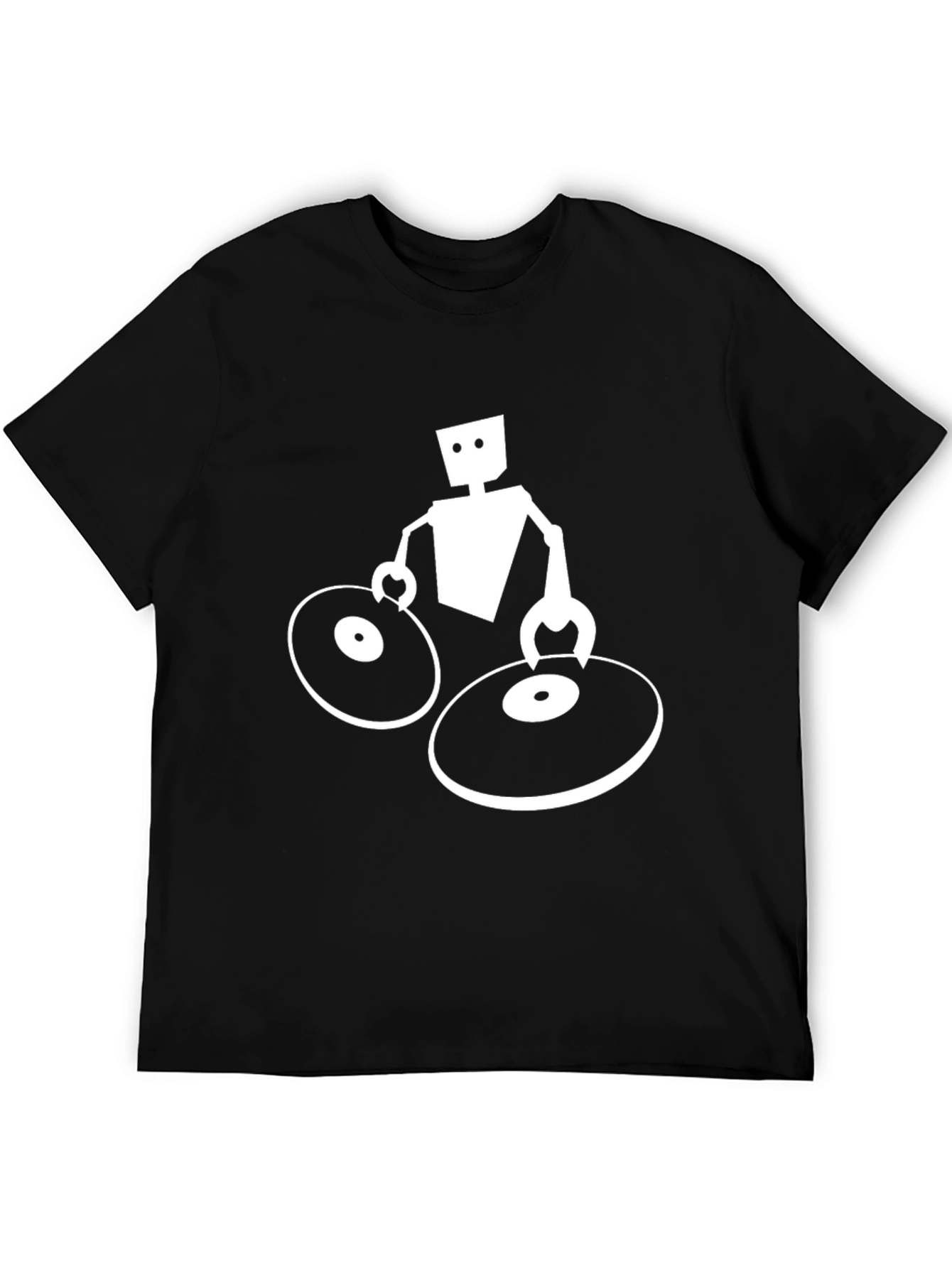 Black DJ Robot Graphic Tee - Black Cotton T-Shirt view 5