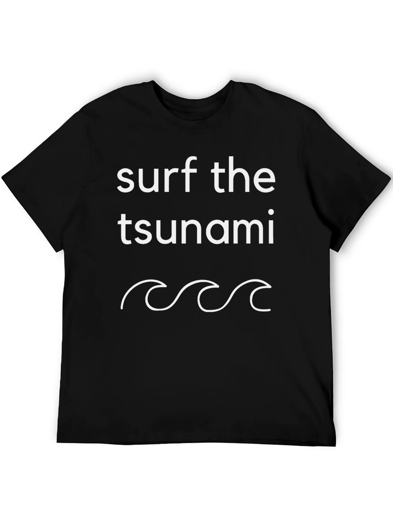 Black Surf the Tsunami Graphic Tee - Stylish Black Cotton T-Shirt view 5