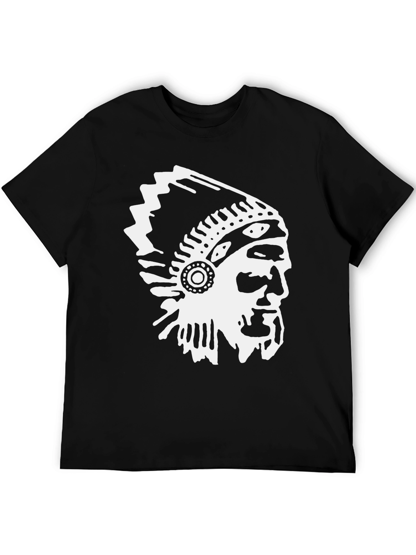 Black Native American Chief Graphic Tee - Black Cotton Blend view 5