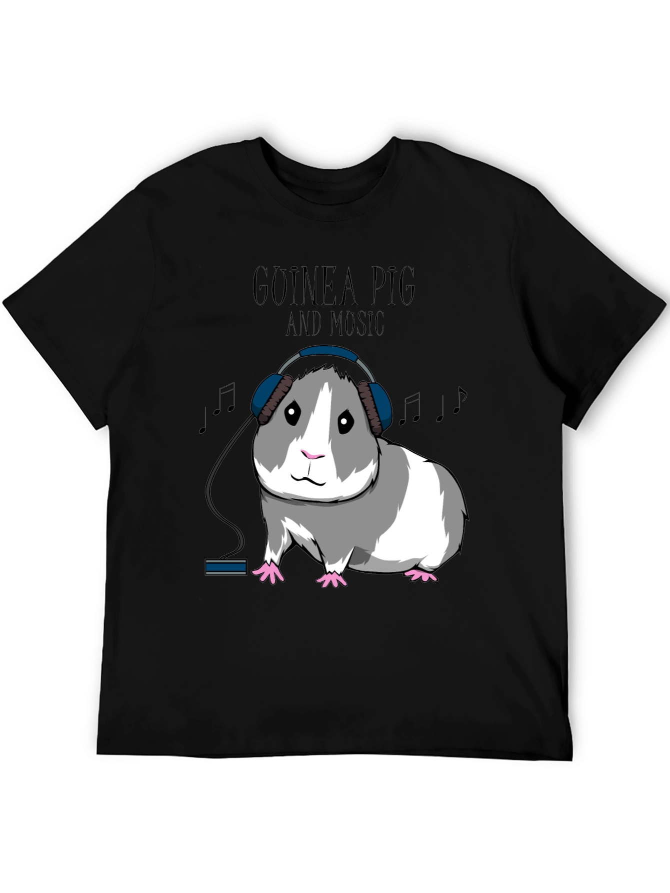 Black Guinea Pig Music T-Shirt view 5