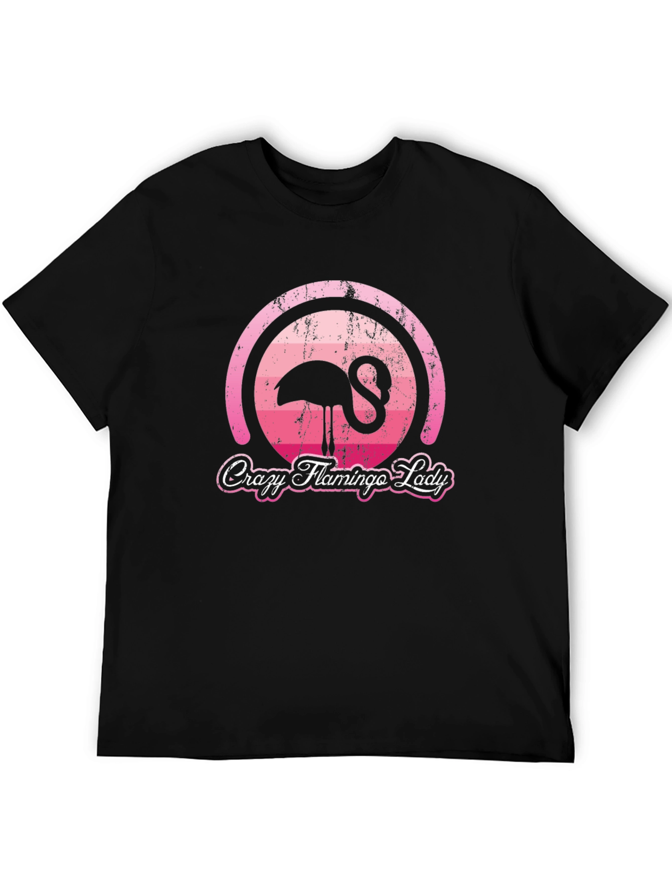 Black Crazy Flamingo Lady Graphic T-Shirt view 5