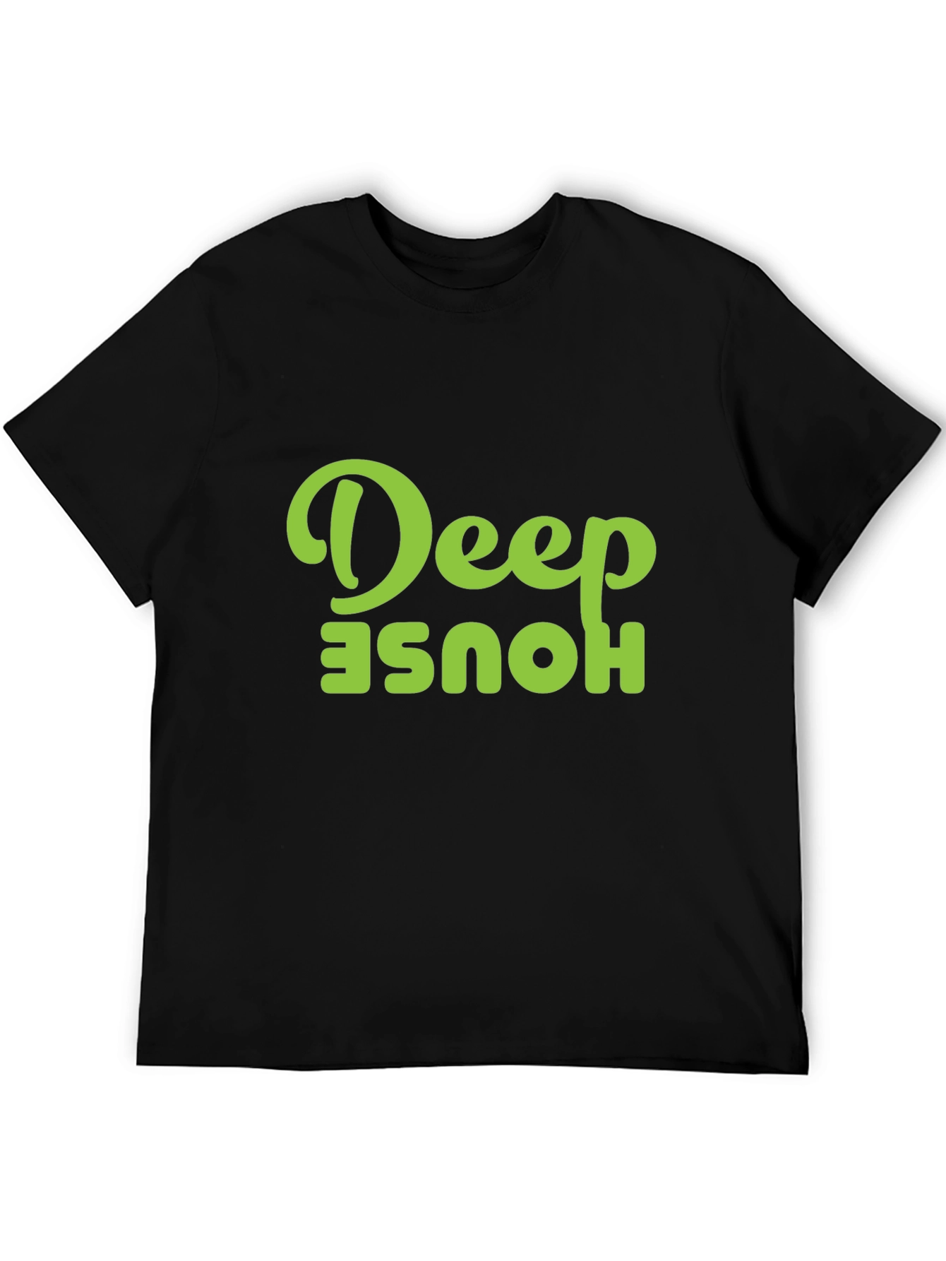 Black Deep House Graphic Tee - Black Cotton T-Shirt view 5