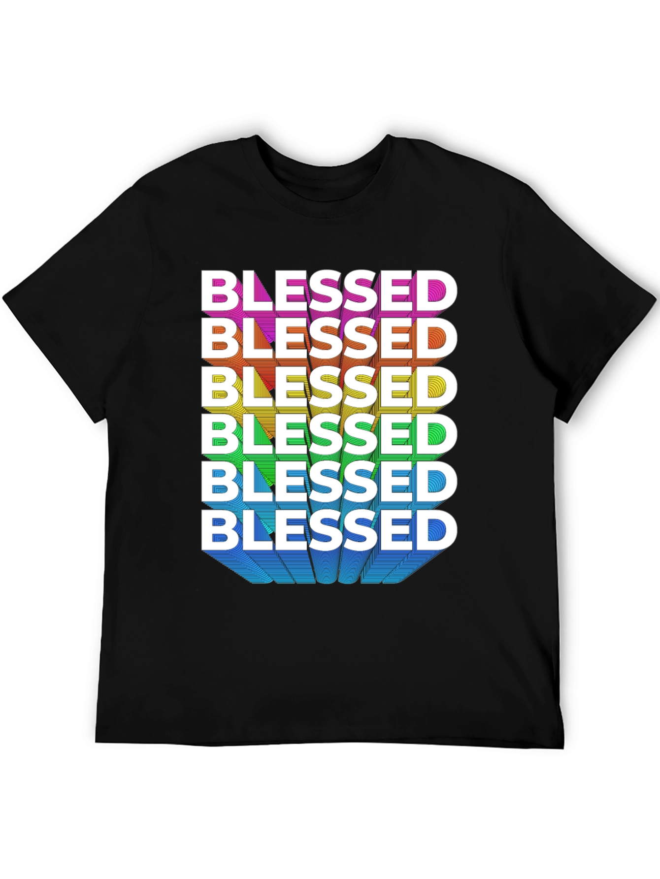 Black Blessed Rainbow Graphic Tee - Black view 5