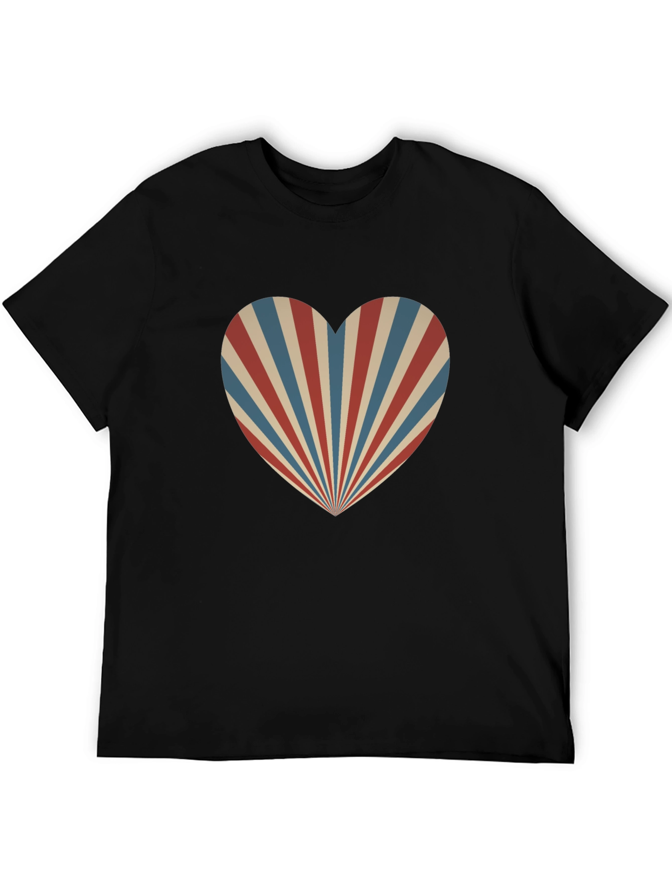 Black Retro Heartburst Graphic Tee - Black Cotton Blend view 5