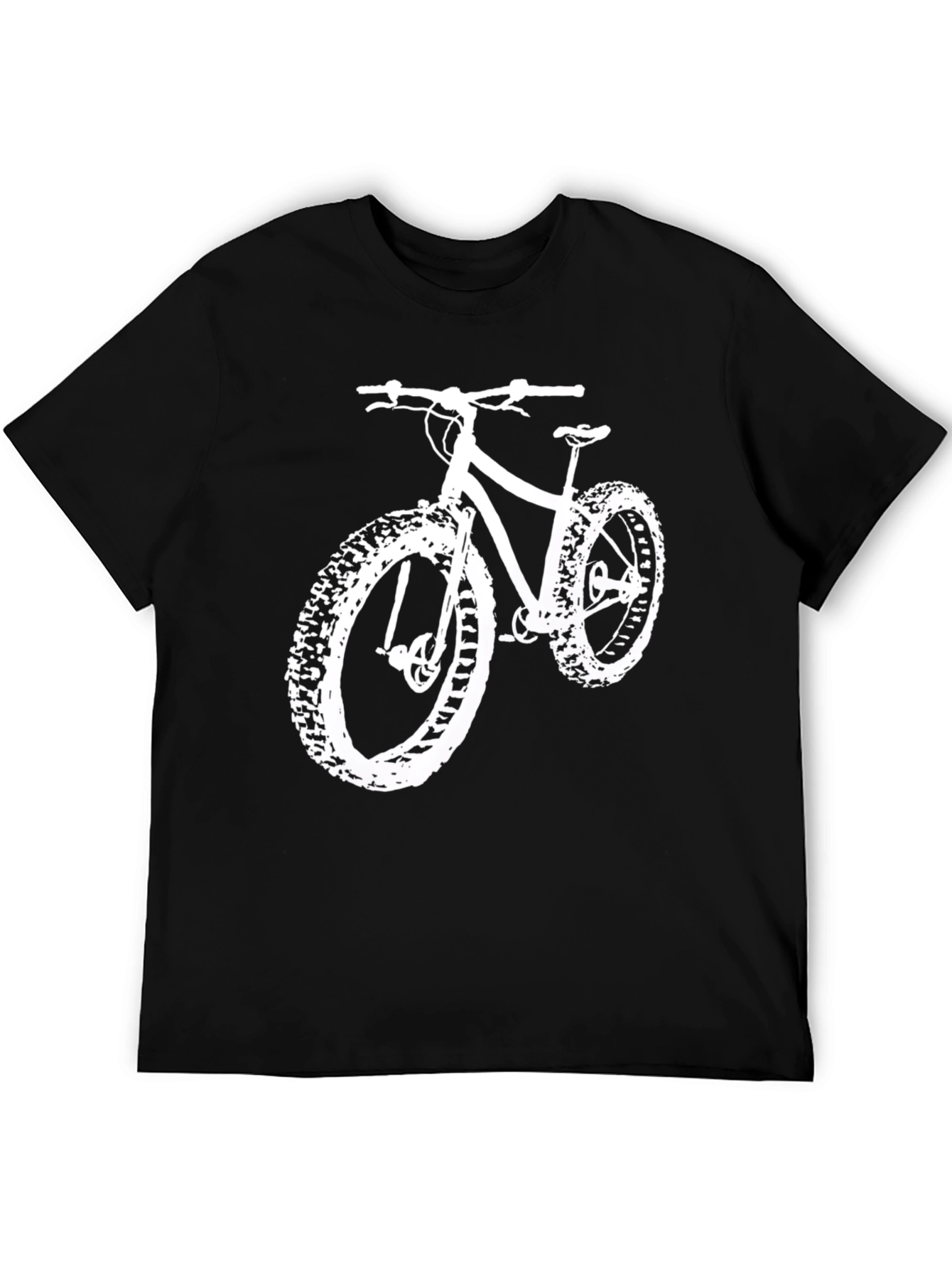 Black Fat Tire Bike T-Shirt - Black Cotton Blend Tee view 5
