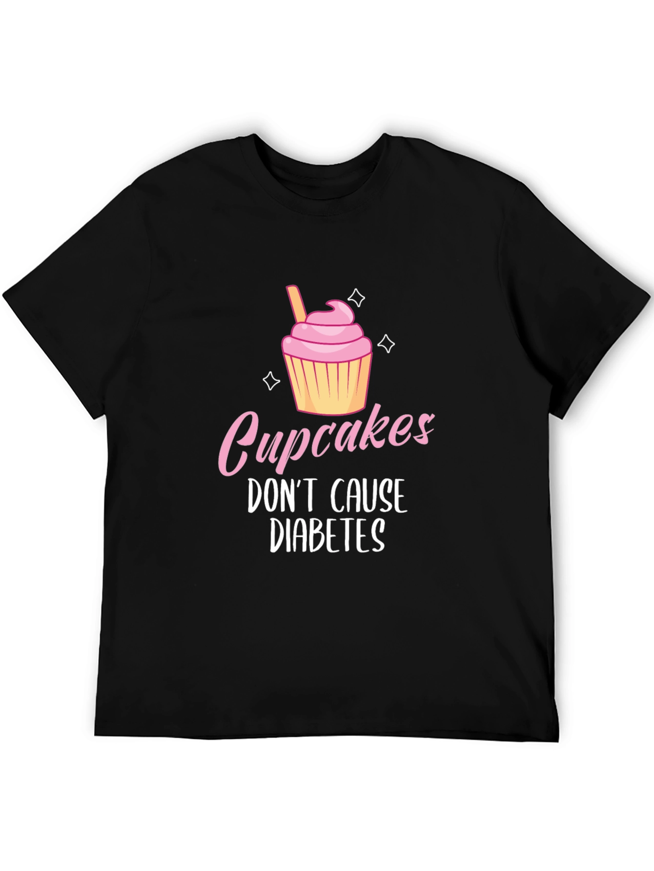 Black Cupcakes Don't Cause Diabetes Graphic Tee view 5