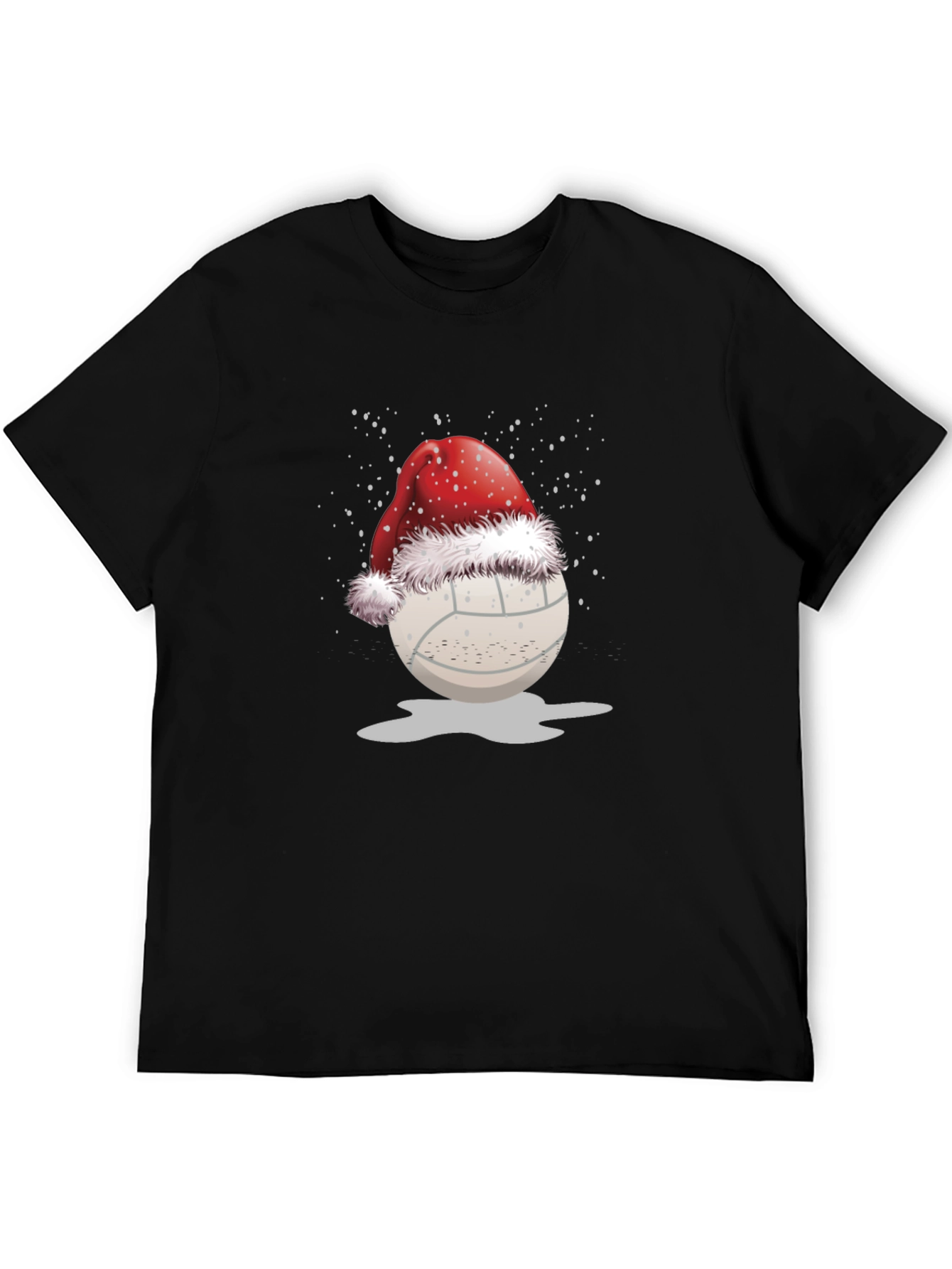 Black Volleyball Santa Hat Graphic Tee view 5