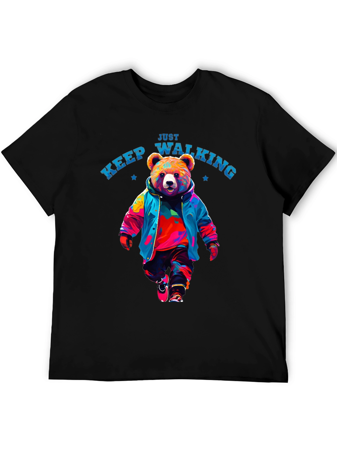 Black Just Keep Walking Bear T-Shirt view 5