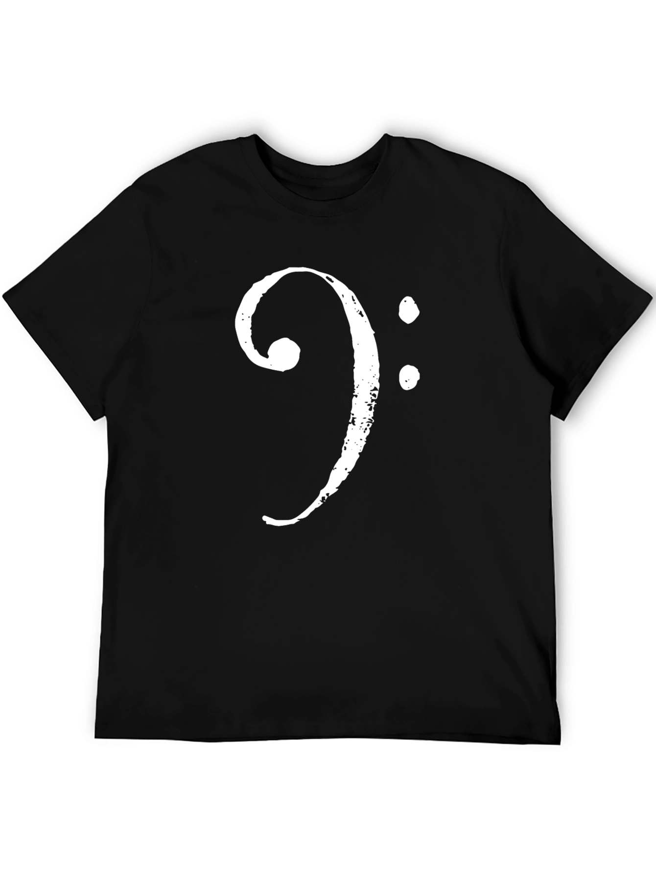 Black Bass Clef Music Note Graphic Tee - Black view 5