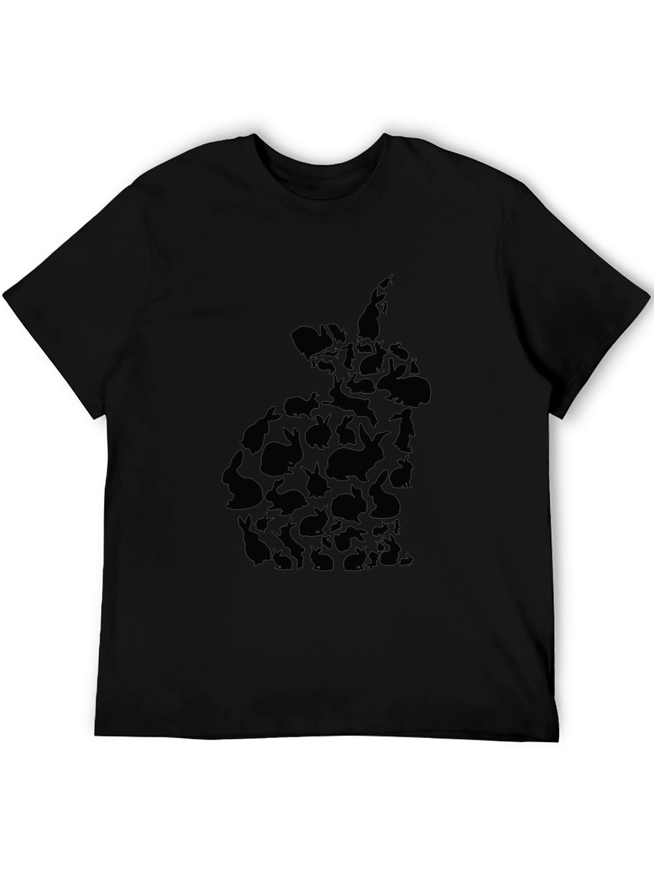 Black Rabbit Silhouette Black T-Shirt view 5