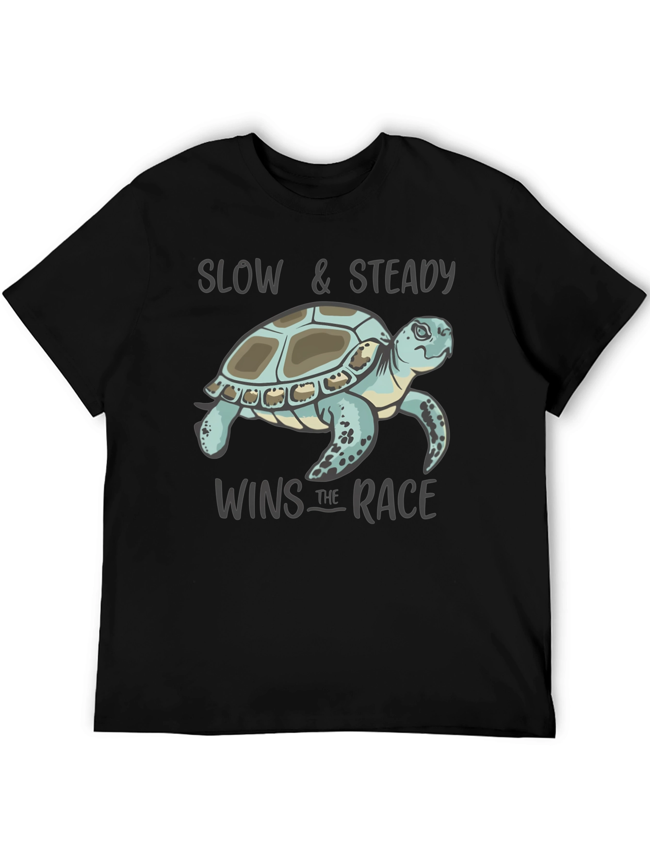 Black Slow & Steady Turtle Graphic T-Shirt view 5