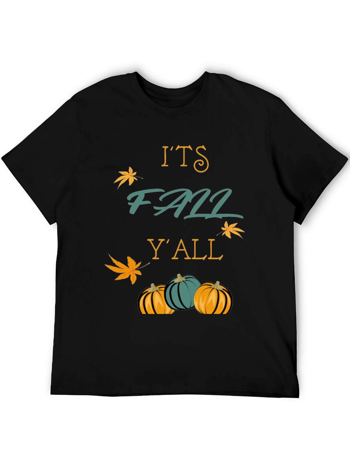 Black It's Fall Y'all T-Shirt Autumn Pumpkins Maple Leaf view 5