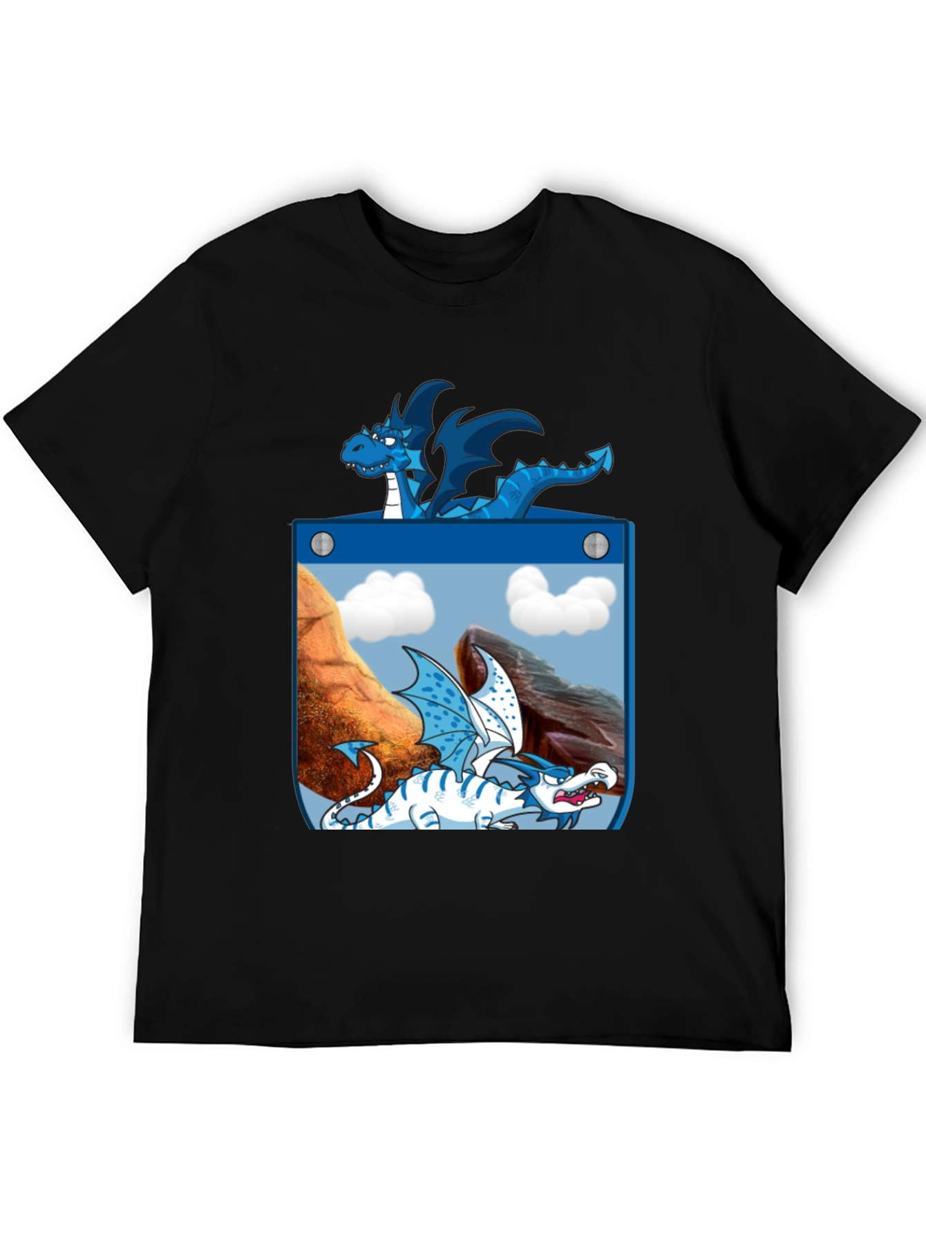 Black Dragon Pocket Graphic Tee - Fantasy Creature Design view 5