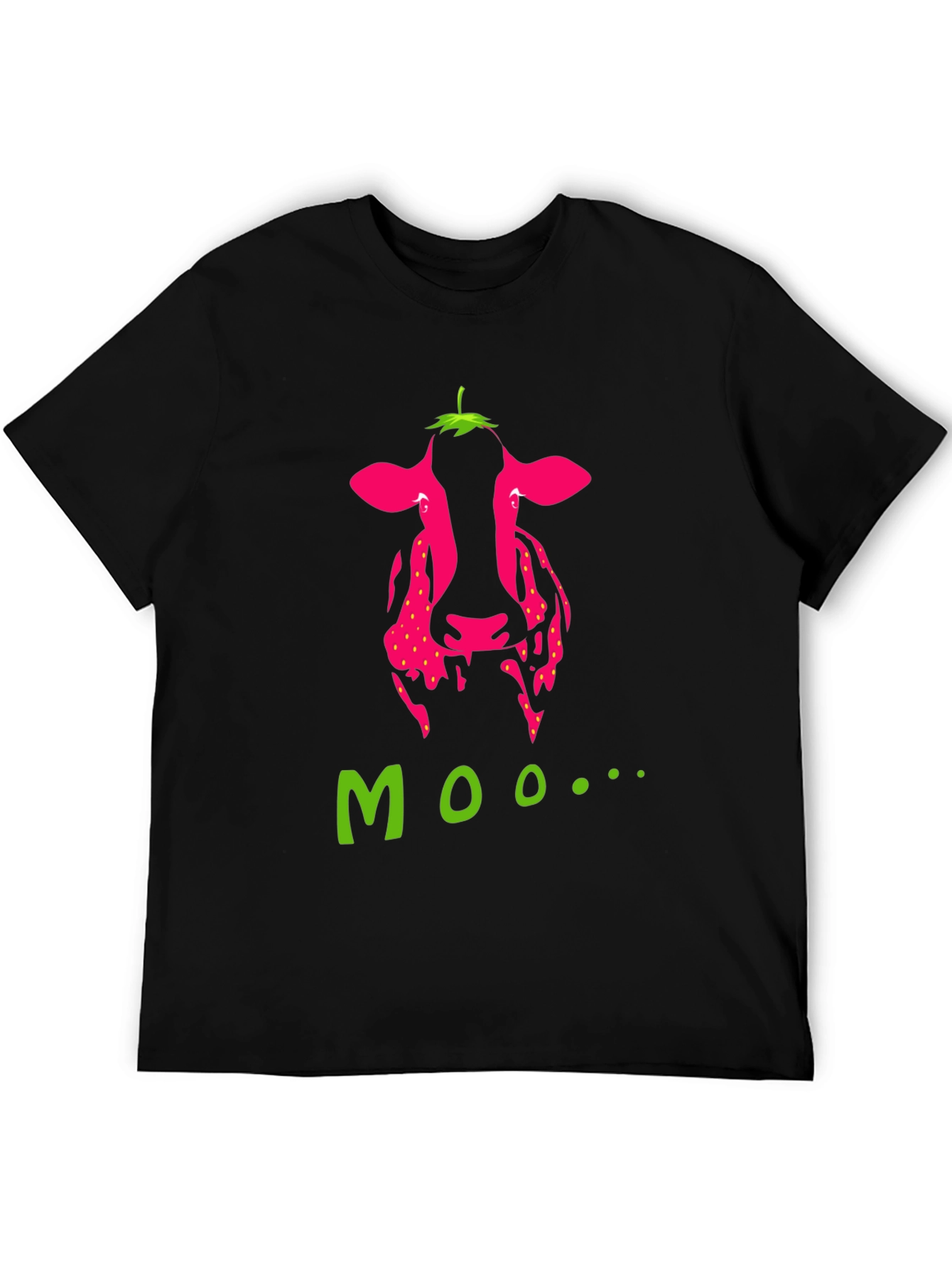 Black Strawberry Cow Moo Graphic T-Shirt - Novelty Tee view 5