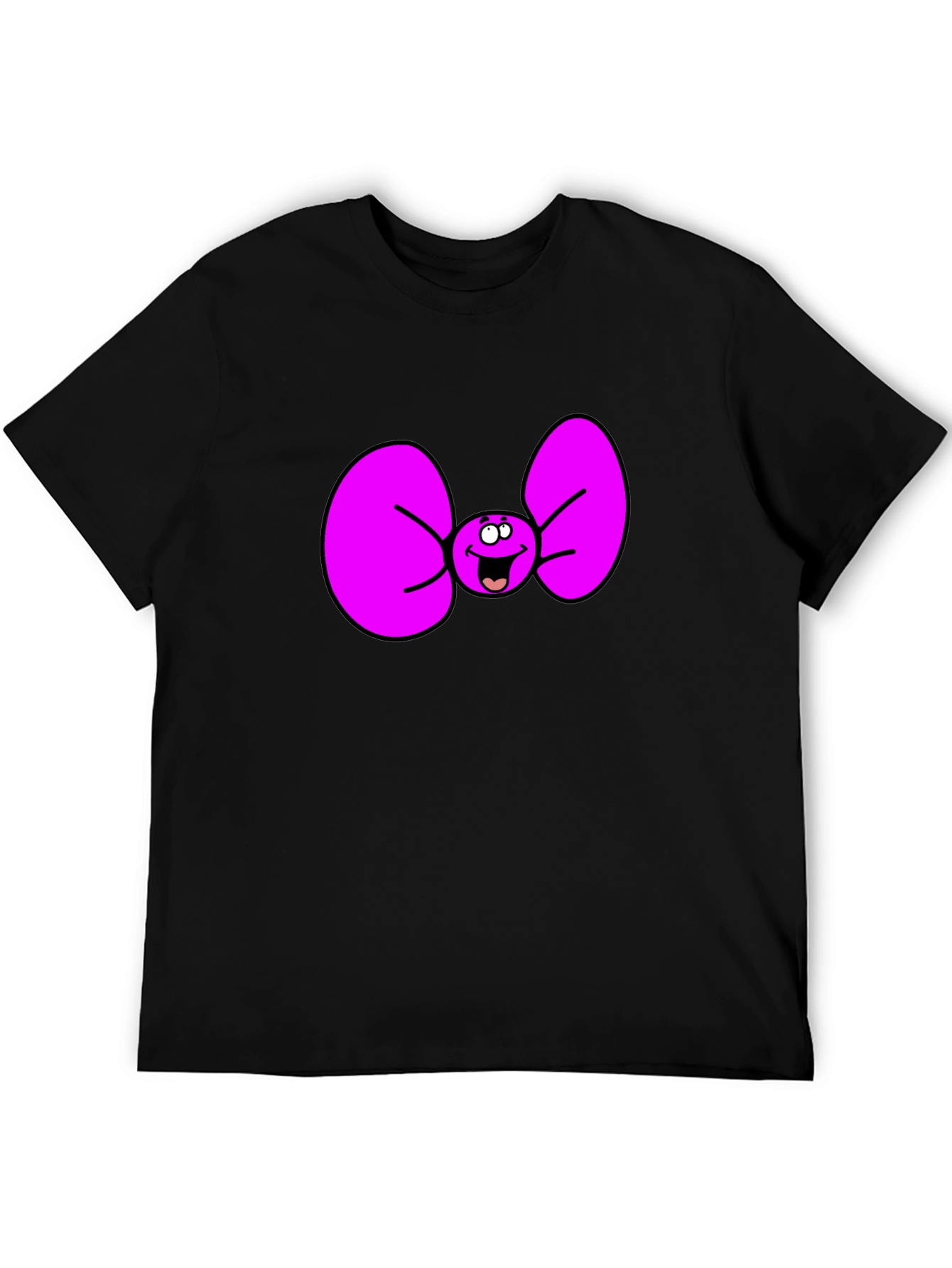 Black Funny Cartoon Bow Tie Graphic Tee view 5