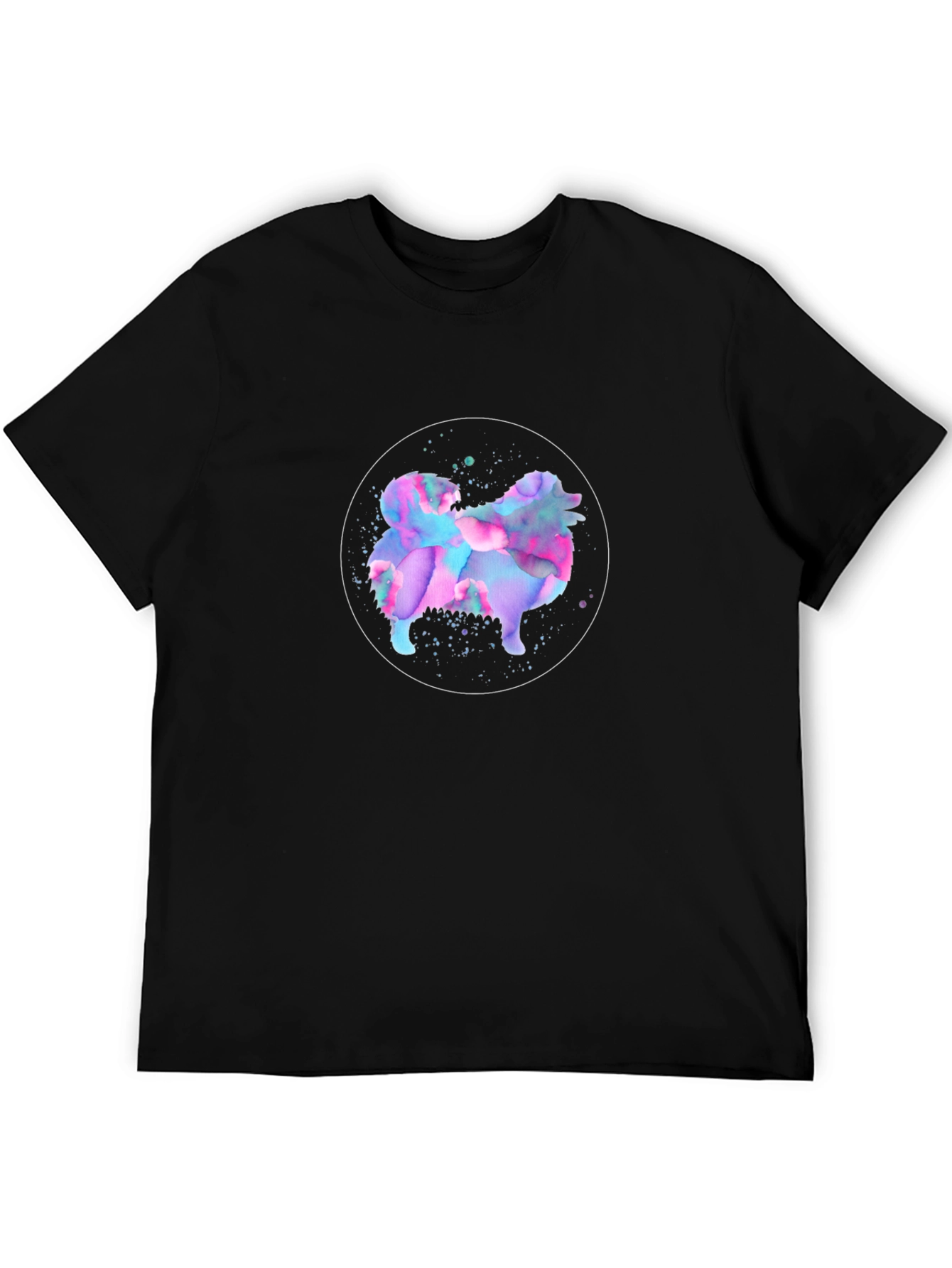 Black Watercolor Dog T-Shirt - Unique Graphic Tee view 5