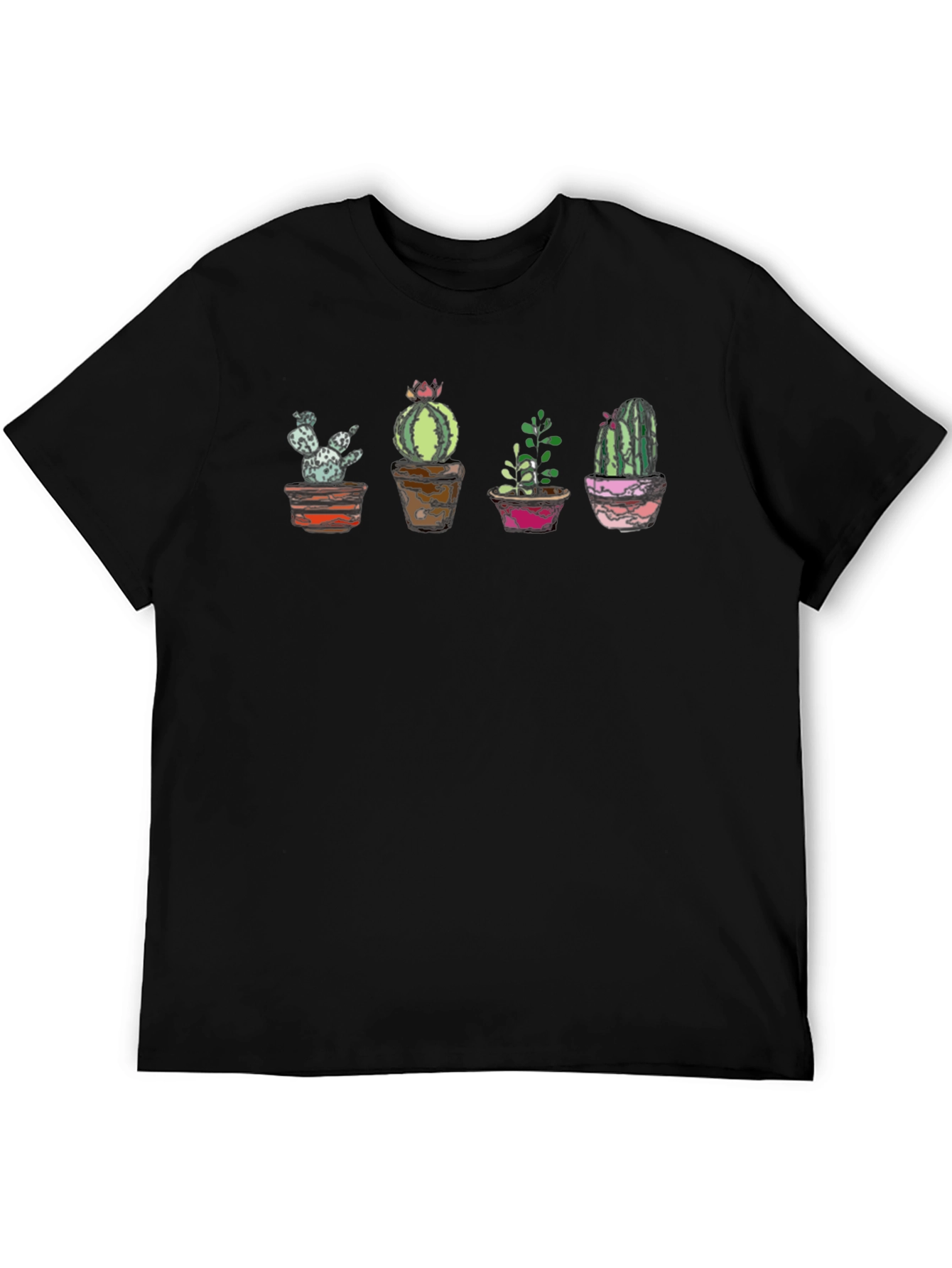 Black Cactus Potted Plant T-Shirt - Cool Graphic Tee view 5